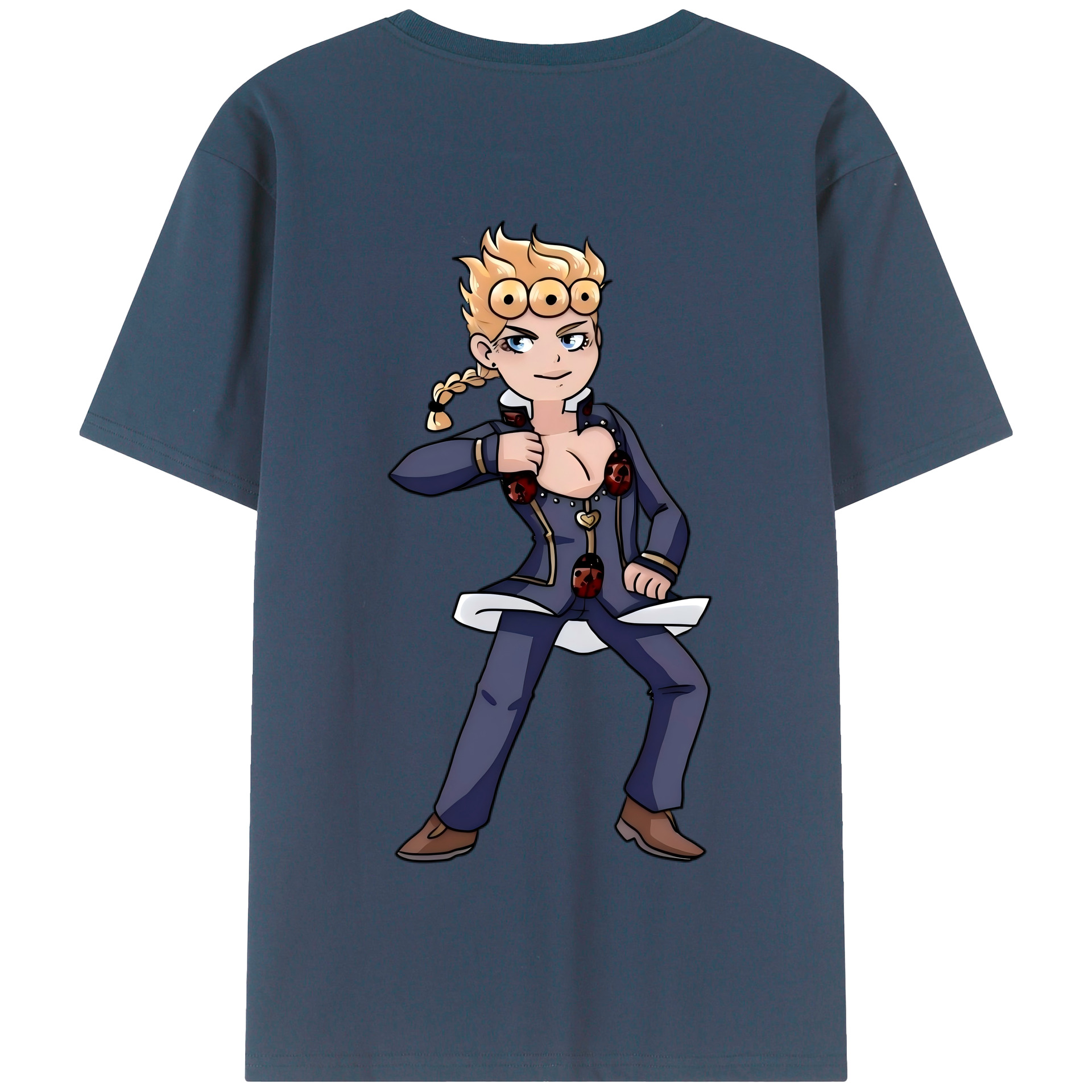 （画像用） ジョジョの奇妙な冒険 ジョルノ?ジョバァーナ JoJo's Bizarre Adventure Giorno Giovanna 綿100％半袖Tシャツ（背面プリント）