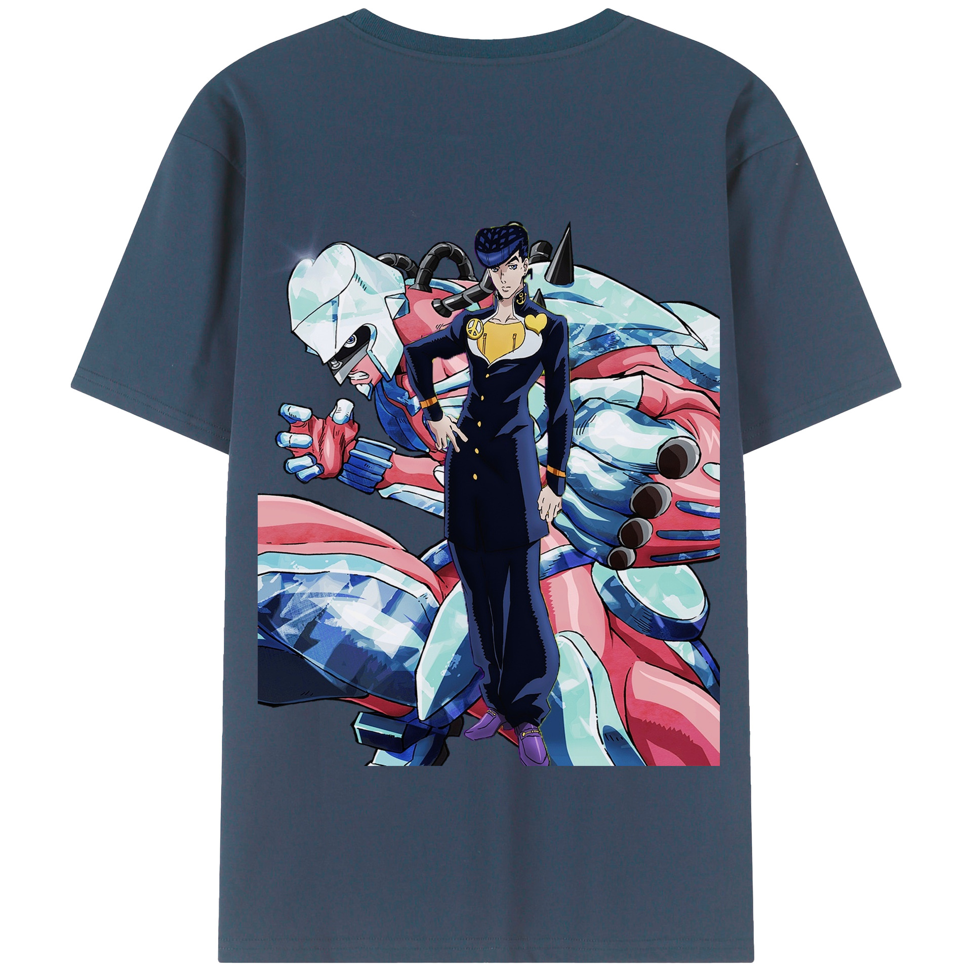 （画像用） ジョジョの奇妙な冒険 ひがしかた じょうすけ JoJo's Bizarre Adventure Higashikata Josuke 綿100％半袖Tシャツ（背面プリント）