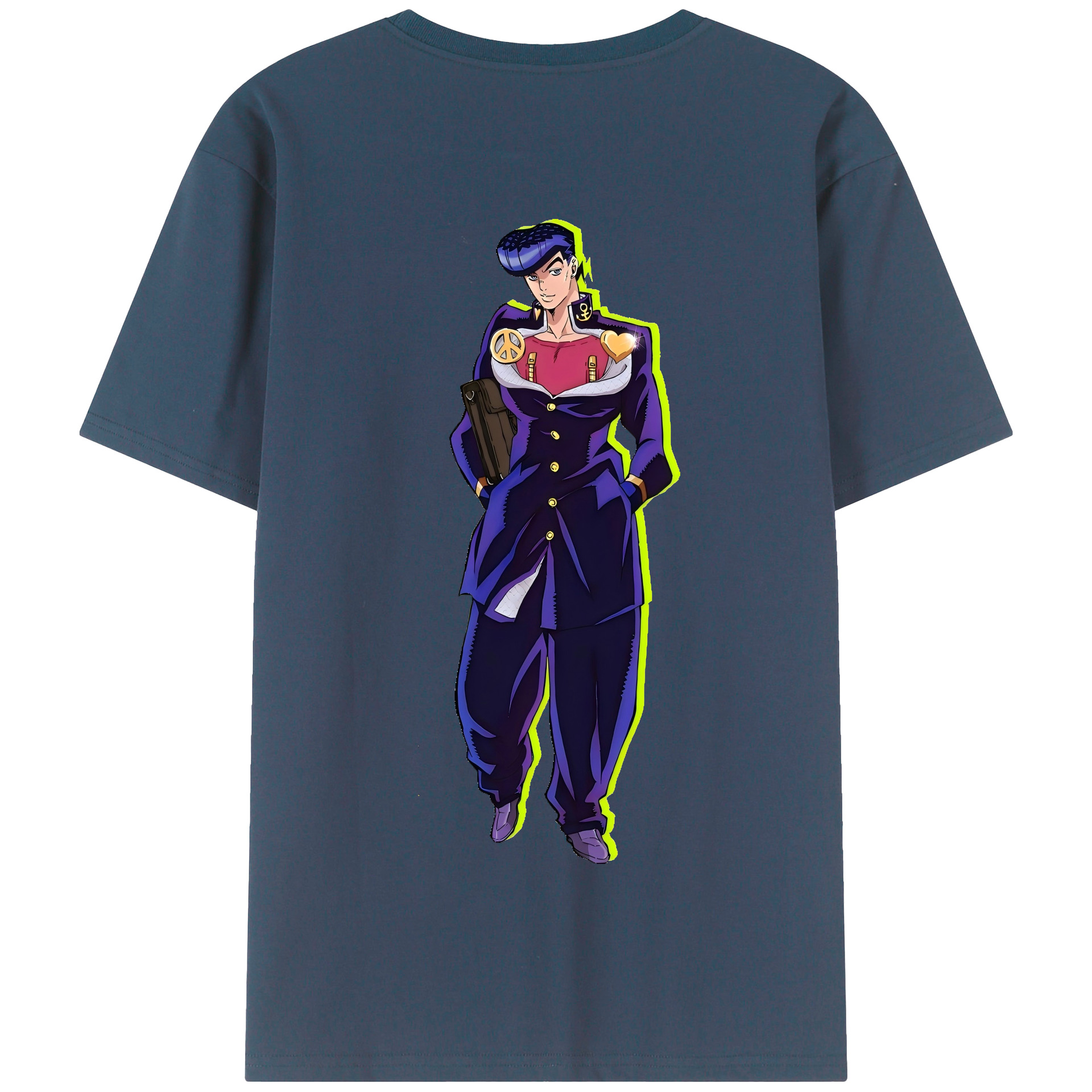 （画像用） ジョジョの奇妙な冒険 ひがしかた じょうすけ JoJo's Bizarre Adventure Higashikata Josuke 綿100％半袖Tシャツ（背面プリント）