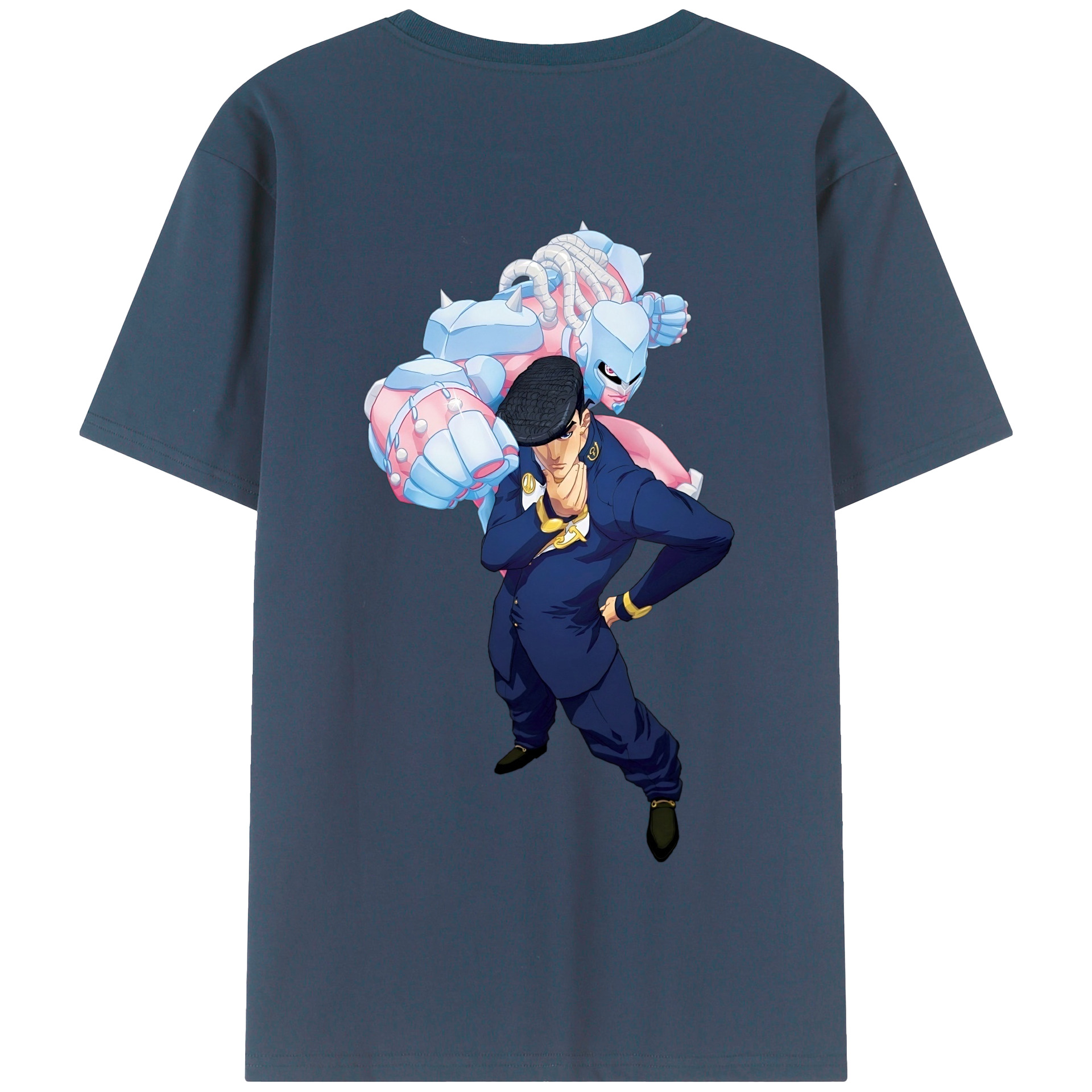 （画像用） ジョジョの奇妙な冒険 ひがしかた じょうすけ JoJo's Bizarre Adventure Higashikata Josuke 綿100％半袖Tシャツ（背面プリント）