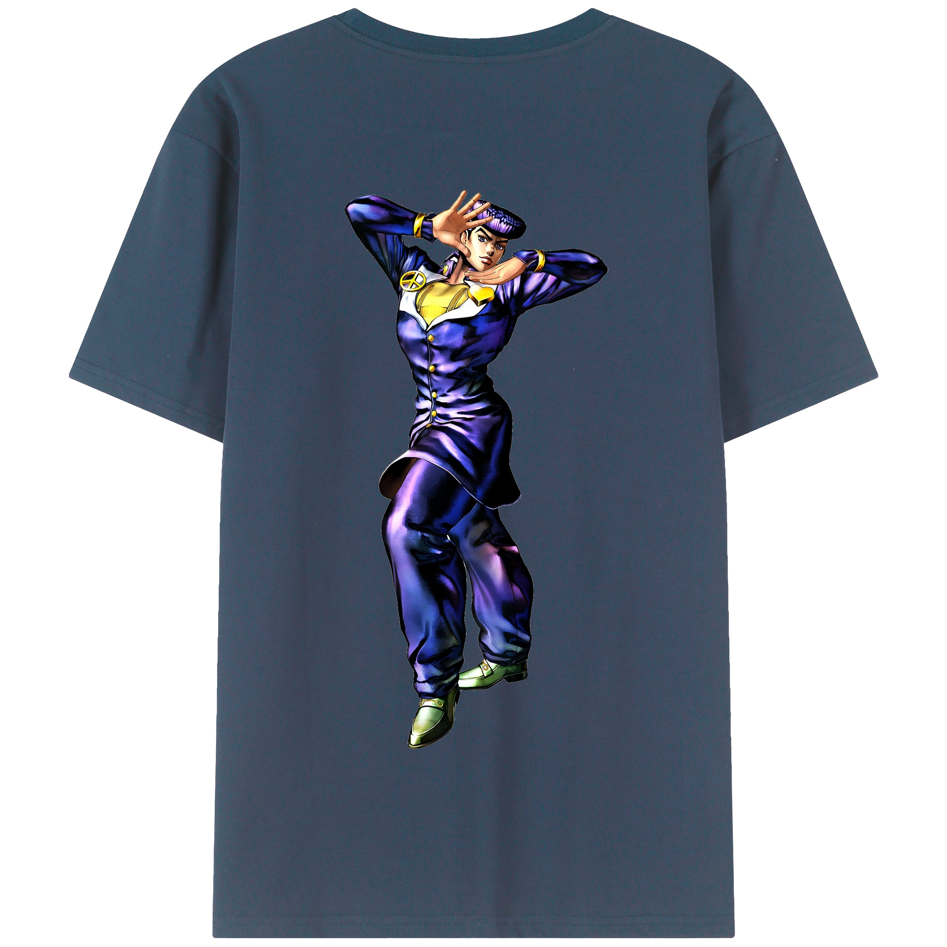 （画像用） ジョジョの奇妙な冒険 ひがしかた じょうすけ JoJo's Bizarre Adventure Higashikata Josuke 綿100％半袖Tシャツ（背面プリント）