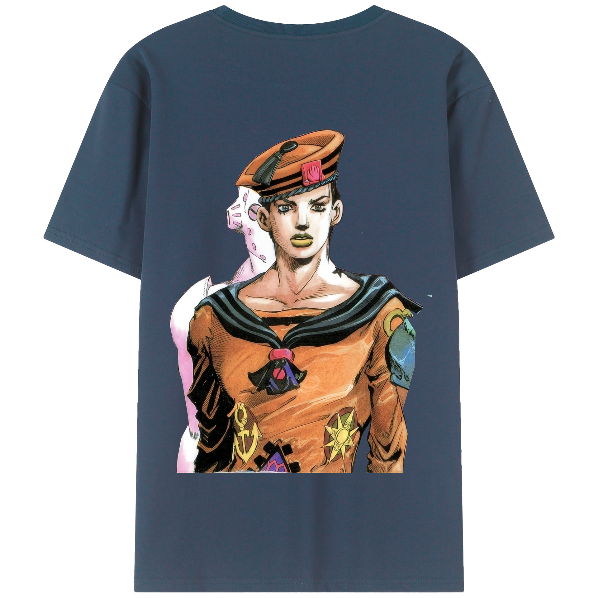 （画像用） ジョジョの奇妙な冒険 東方定助 JoJo's Bizarre Adventure Higashikata Josuke 綿100％半袖Tシャツ（背面プリント）