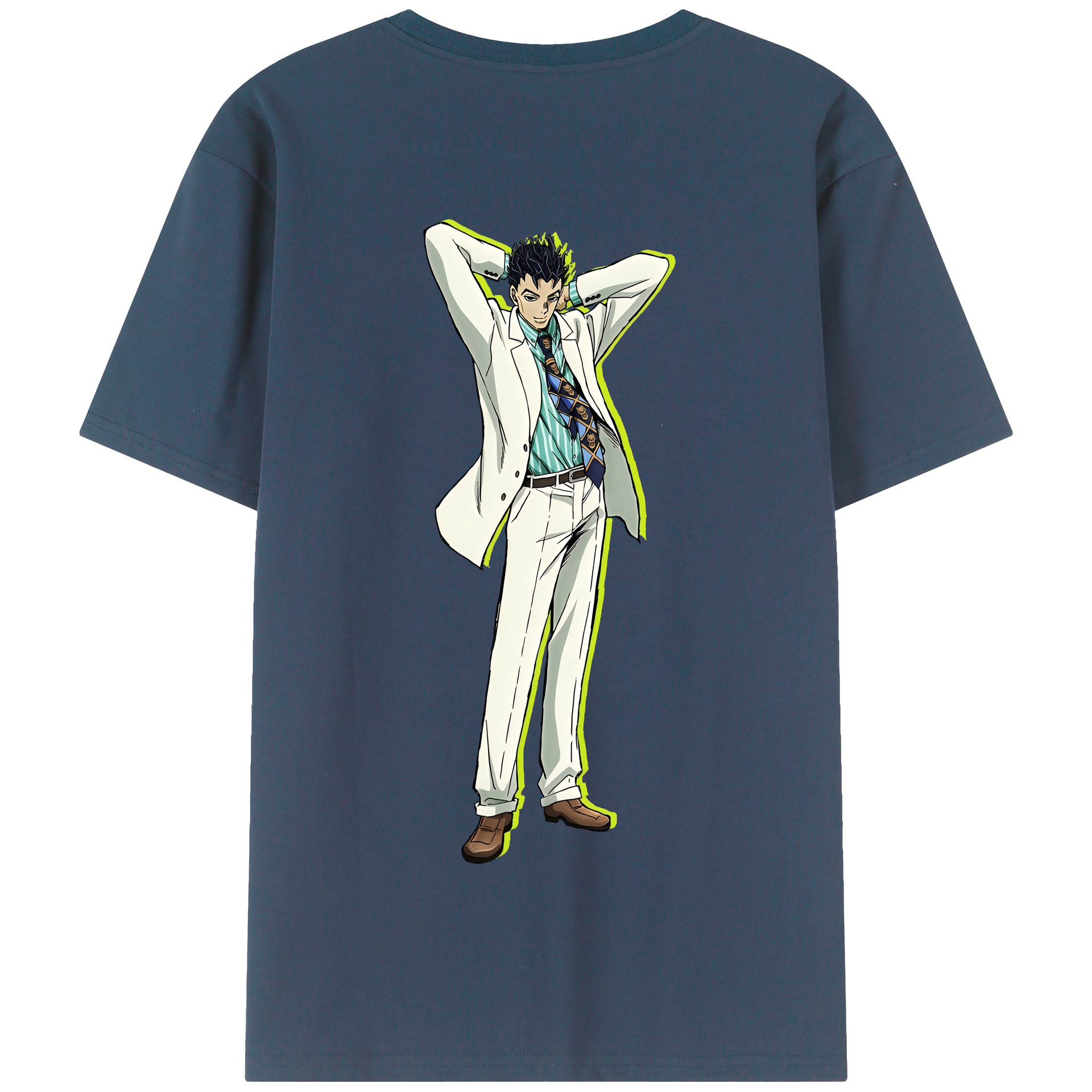 （画像用） ジョジョの奇妙な冒険 きら よしかげ JoJo's Bizarre Adventure Kira Yoshikage 綿100％半袖Tシャツ（背面プリント）