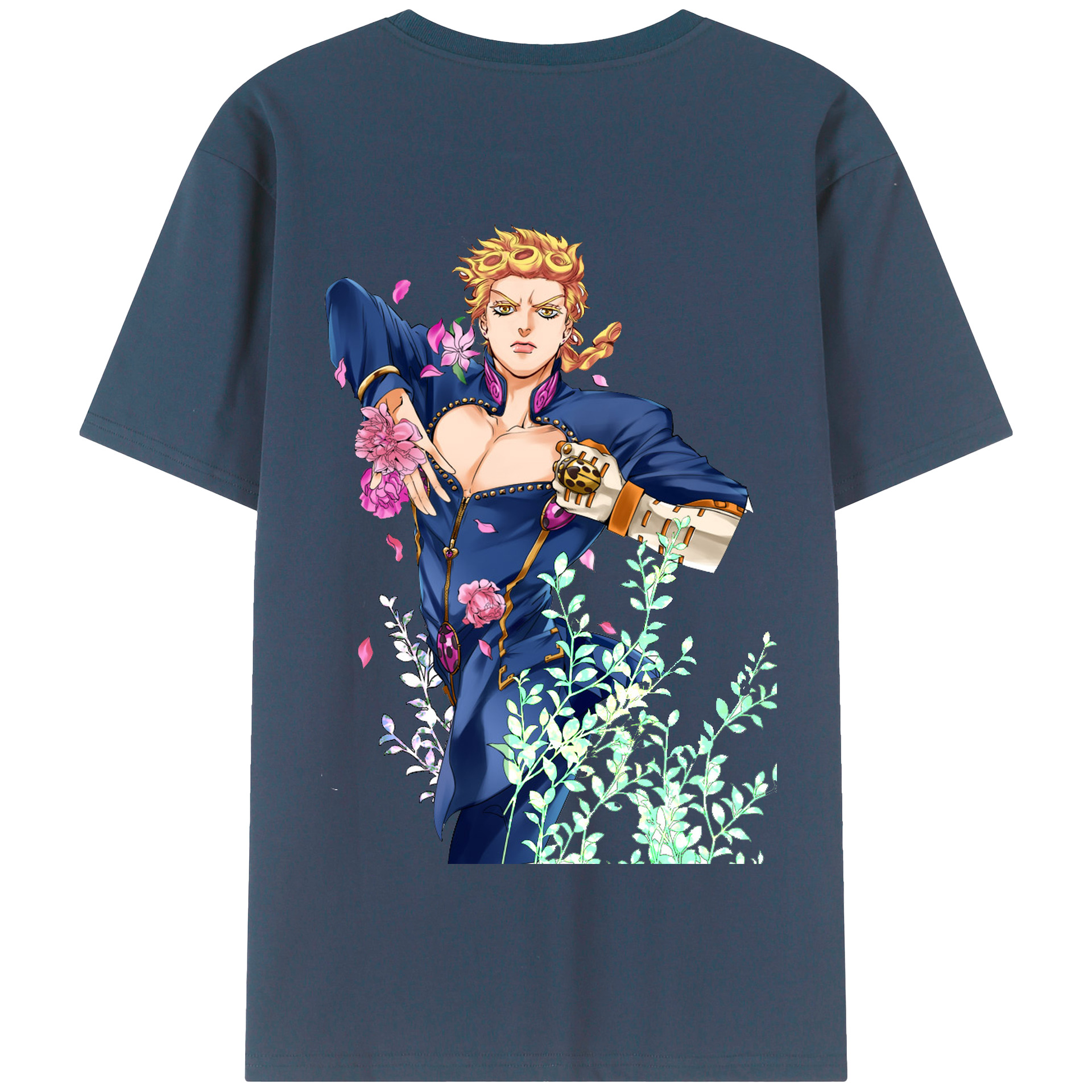 （画像用） ジョジョの奇妙な冒険 ジョルノ?ジョバァーナ JoJo's Bizarre Adventure Giorno Giovanna 綿100％半袖Tシャツ（背面プリント）