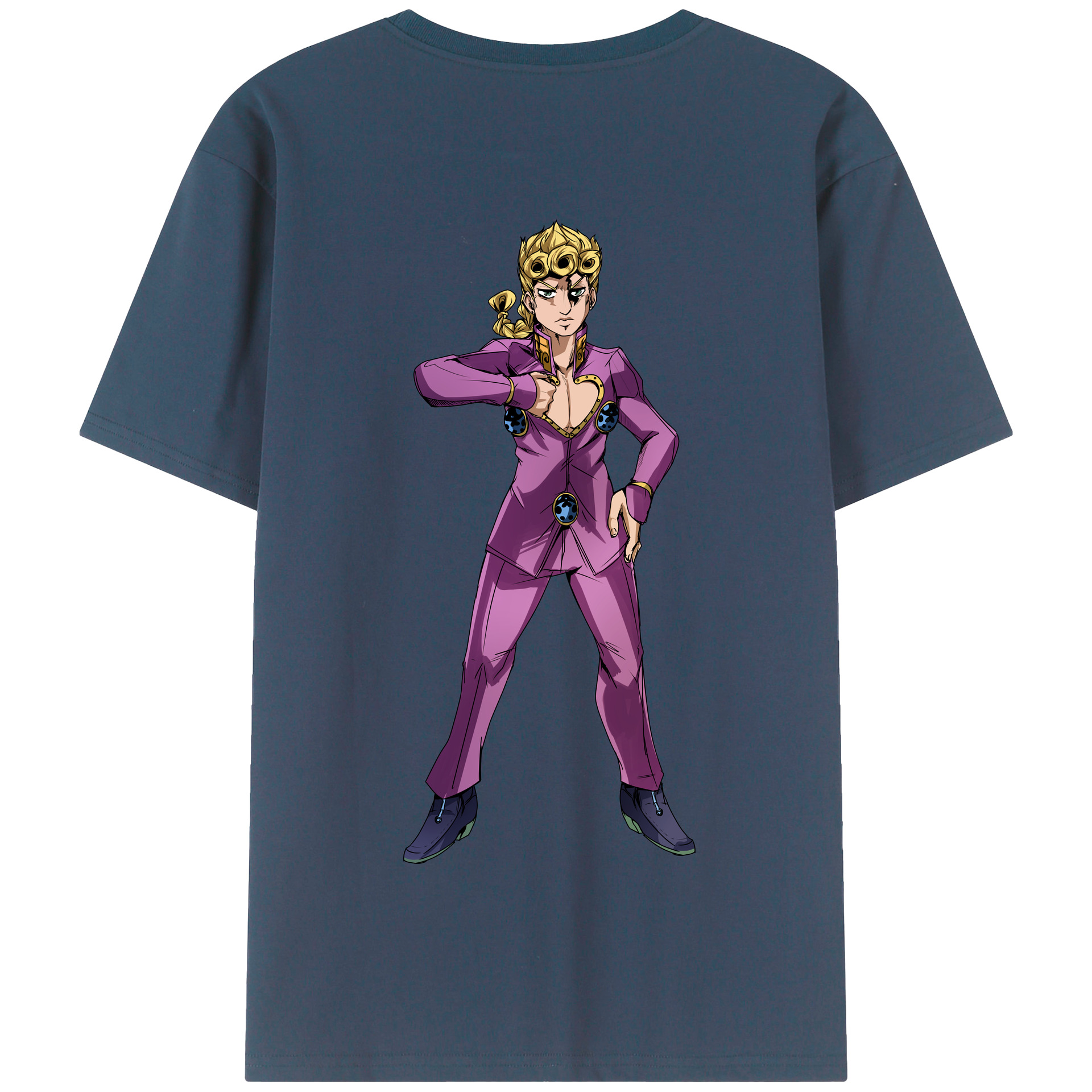 （画像用） ジョジョの奇妙な冒険 ジョルノ?ジョバァーナ JoJo's Bizarre Adventure Giorno Giovanna 綿100％半袖Tシャツ（背面プリント）