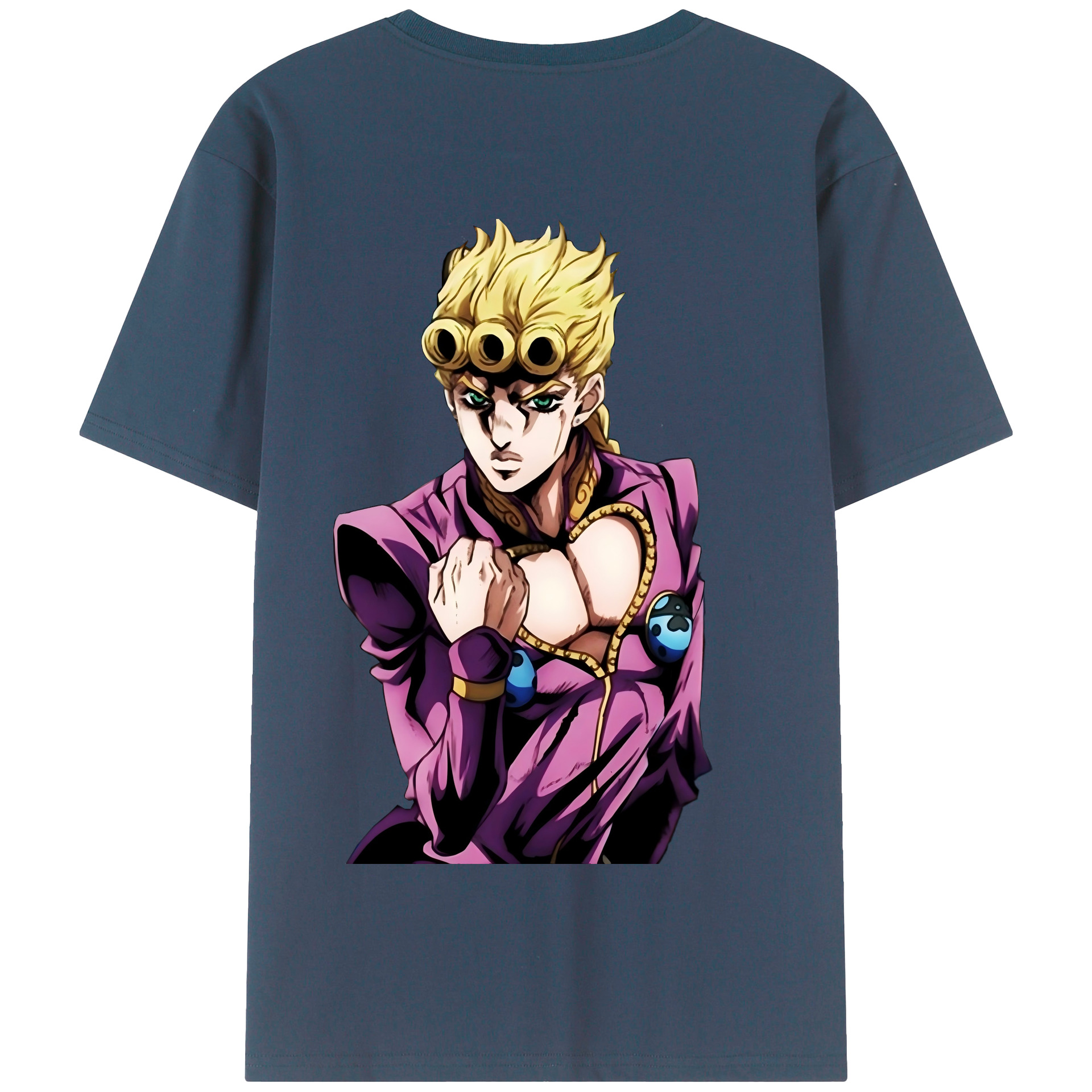 （画像用） ジョジョの奇妙な冒険 ジョルノ?ジョバァーナ JoJo's Bizarre Adventure Giorno Giovanna 綿100％半袖Tシャツ（背面プリント）