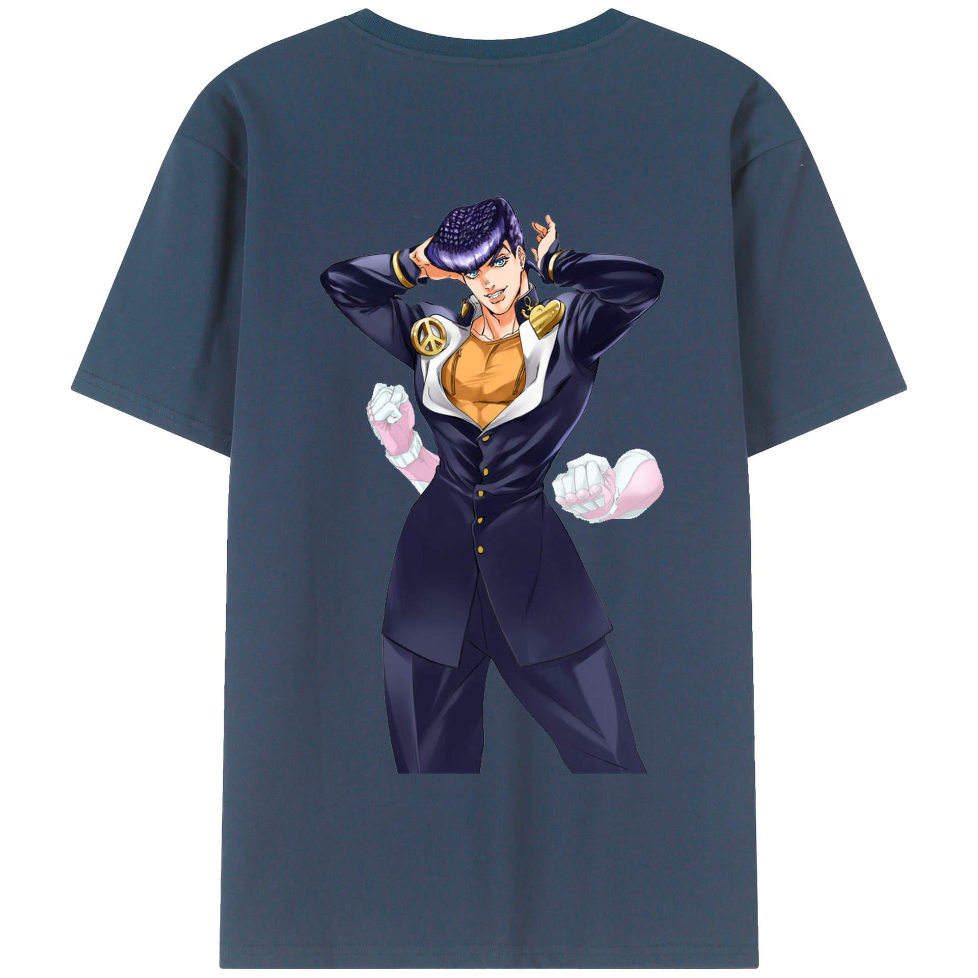 （画像用） ジョジョの奇妙な冒険 ひがしかた じょうすけ JoJo's Bizarre Adventure Higashikata Josuke 綿100％半袖Tシャツ（背面プリント）