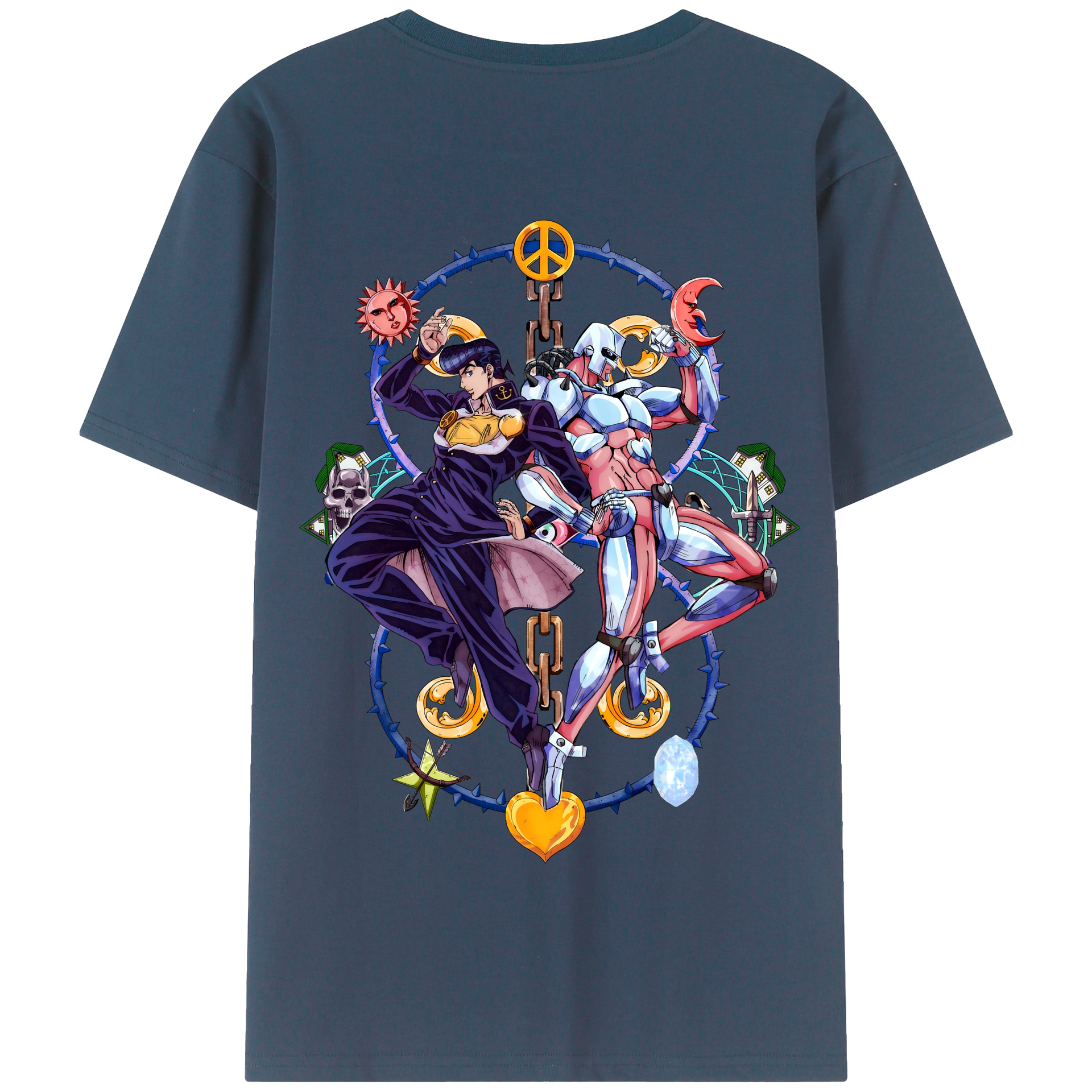 （画像用） ジョジョの奇妙な冒険 ひがしかた じょうすけ JoJo's Bizarre Adventure Higashikata Josuke 綿100％半袖Tシャツ（背面プリント）