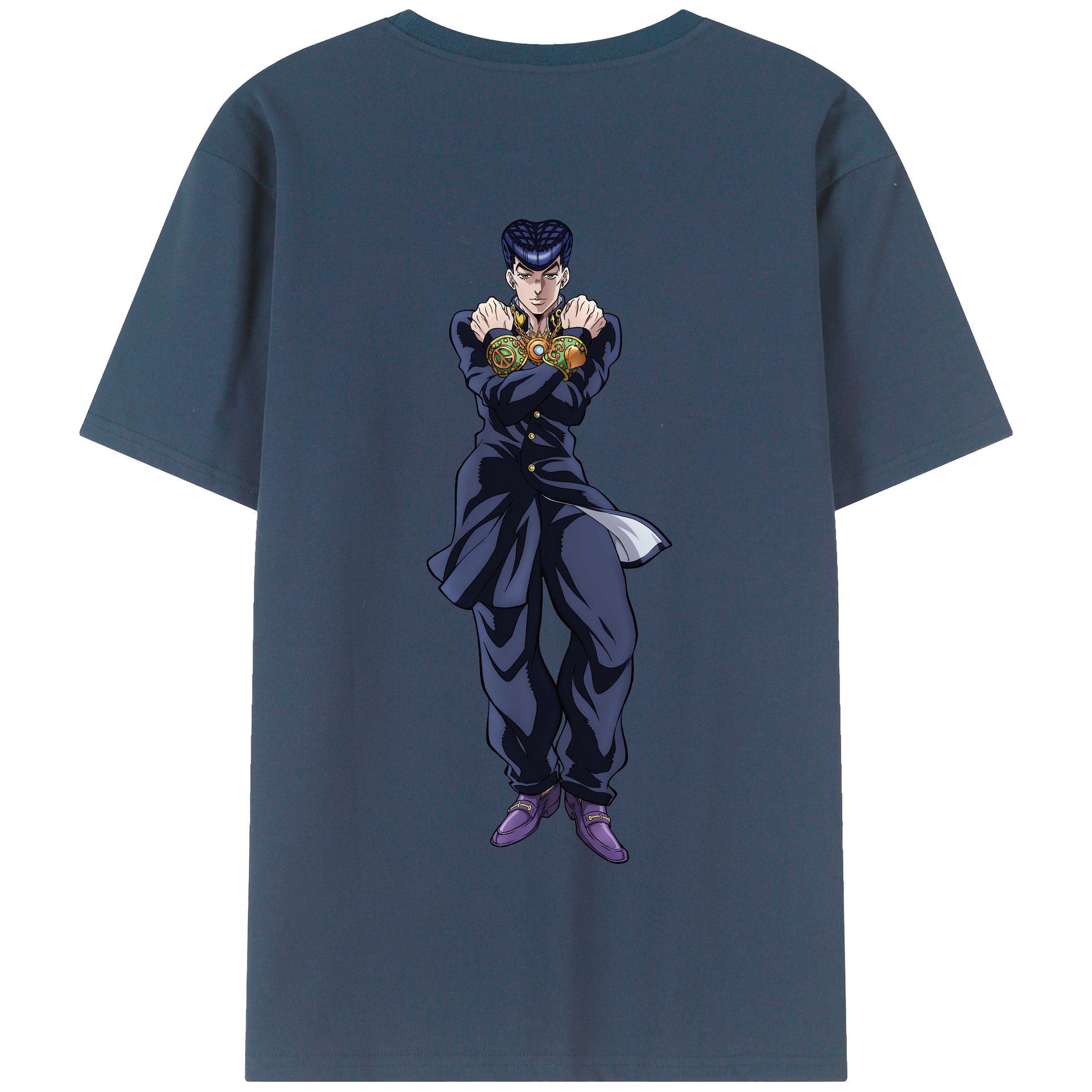 （画像用） ジョジョの奇妙な冒険 ひがしかた じょうすけ JoJo's Bizarre Adventure Higashikata Josuke 綿100％半袖Tシャツ（背面プリント）