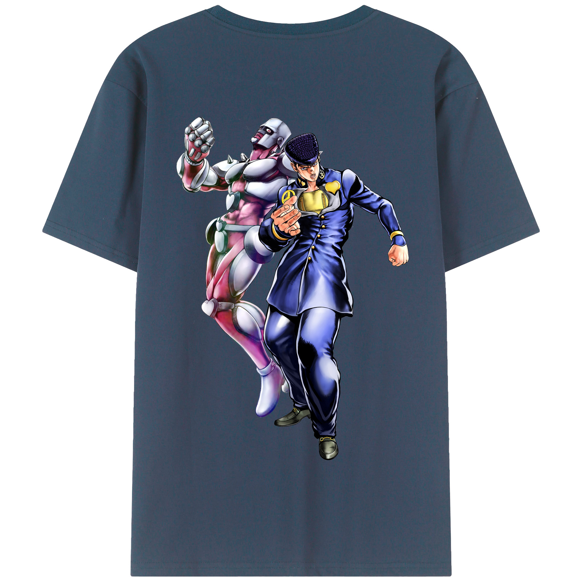 （画像用） ジョジョの奇妙な冒険 ひがしかた じょうすけ JoJo's Bizarre Adventure Higashikata Josuke 綿100％半袖Tシャツ（背面プリント）