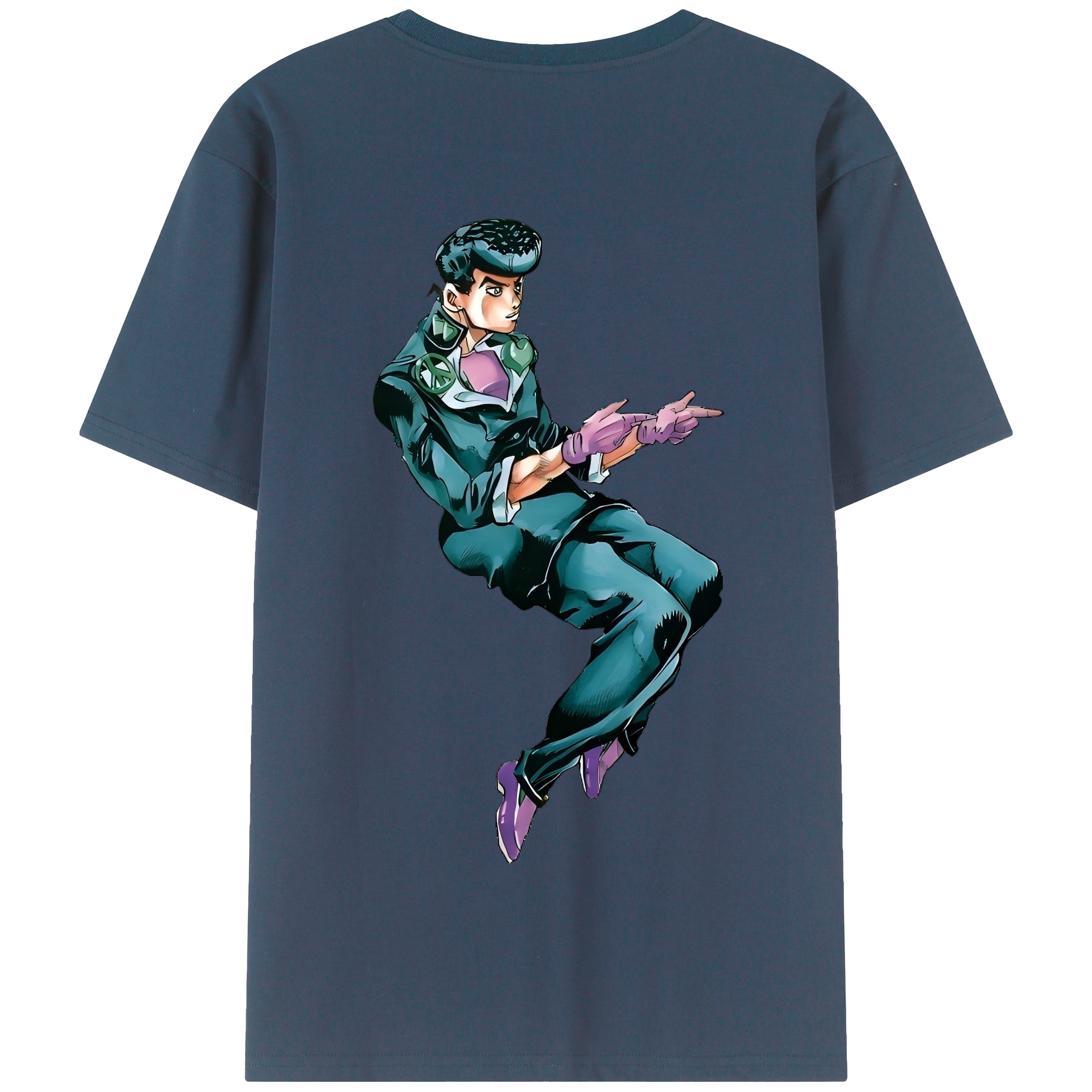 （画像用） ジョジョの奇妙な冒険 ひがしかた じょうすけ JoJo's Bizarre Adventure Higashikata Josuke 綿100％半袖Tシャツ（背面プリント）