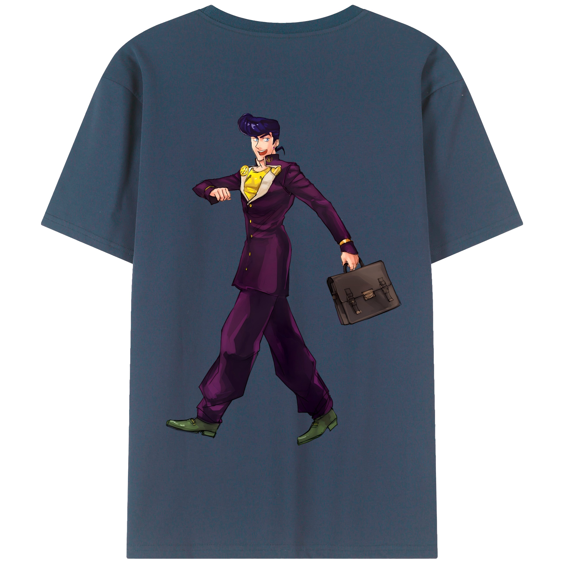 （画像用） ジョジョの奇妙な冒険 ひがしかた じょうすけ JoJo's Bizarre Adventure Higashikata Josuke 綿100％半袖Tシャツ（背面プリント）