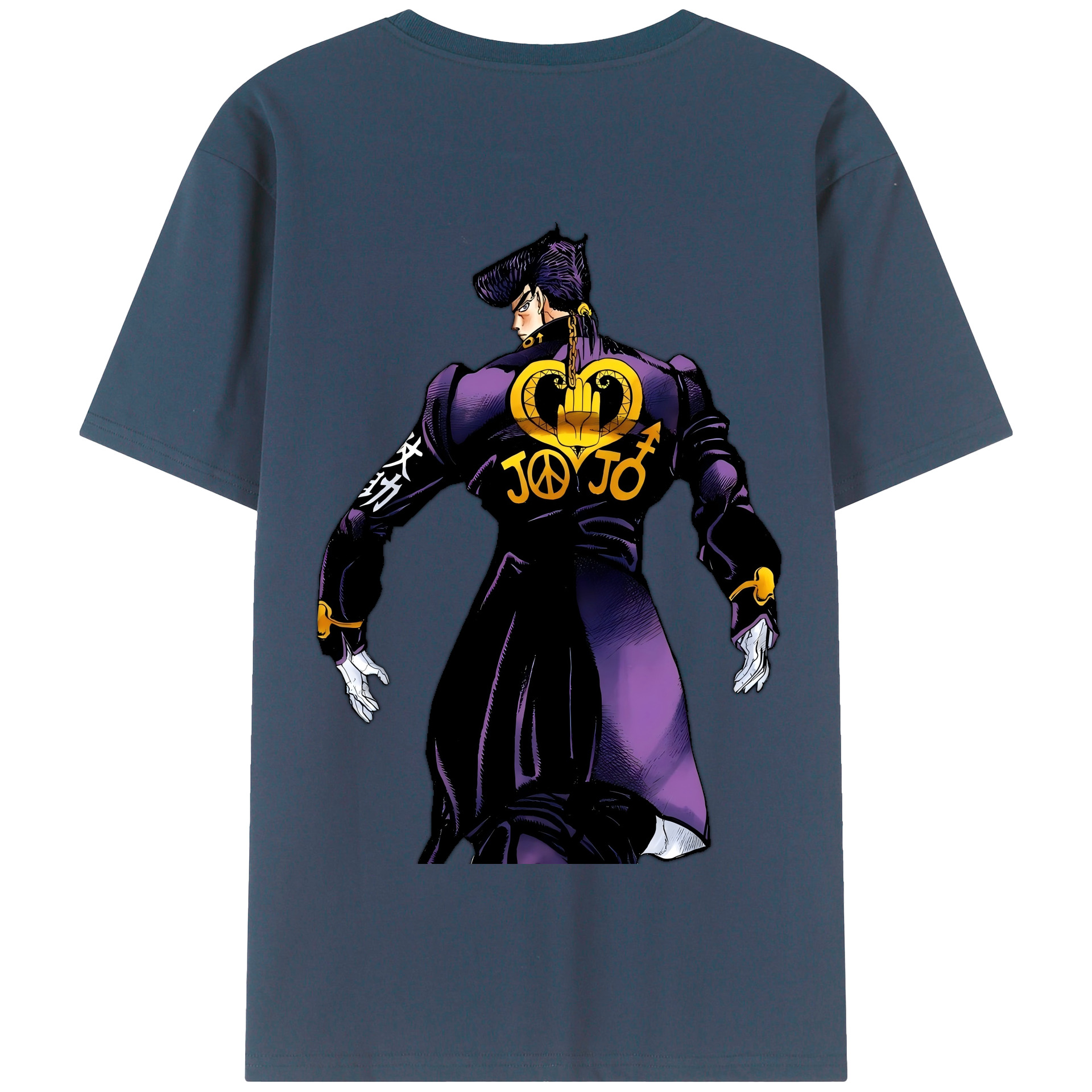 （画像用） ジョジョの奇妙な冒険 ひがしかた じょうすけ JoJo's Bizarre Adventure Higashikata Josuke 綿100％半袖Tシャツ（背面プリント）