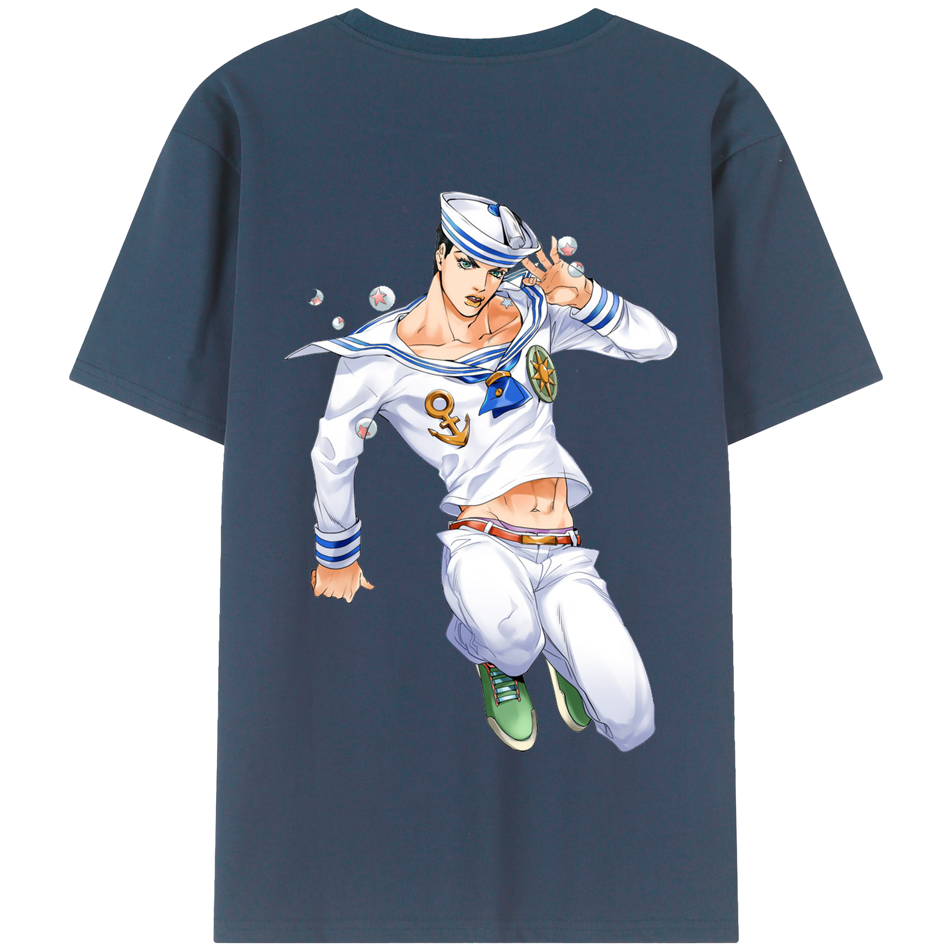 （画像用） ジョジョの奇妙な冒険 東方定助 JoJo's Bizarre Adventure Higashikata Josuke 綿100％半袖Tシャツ（背面プリント）