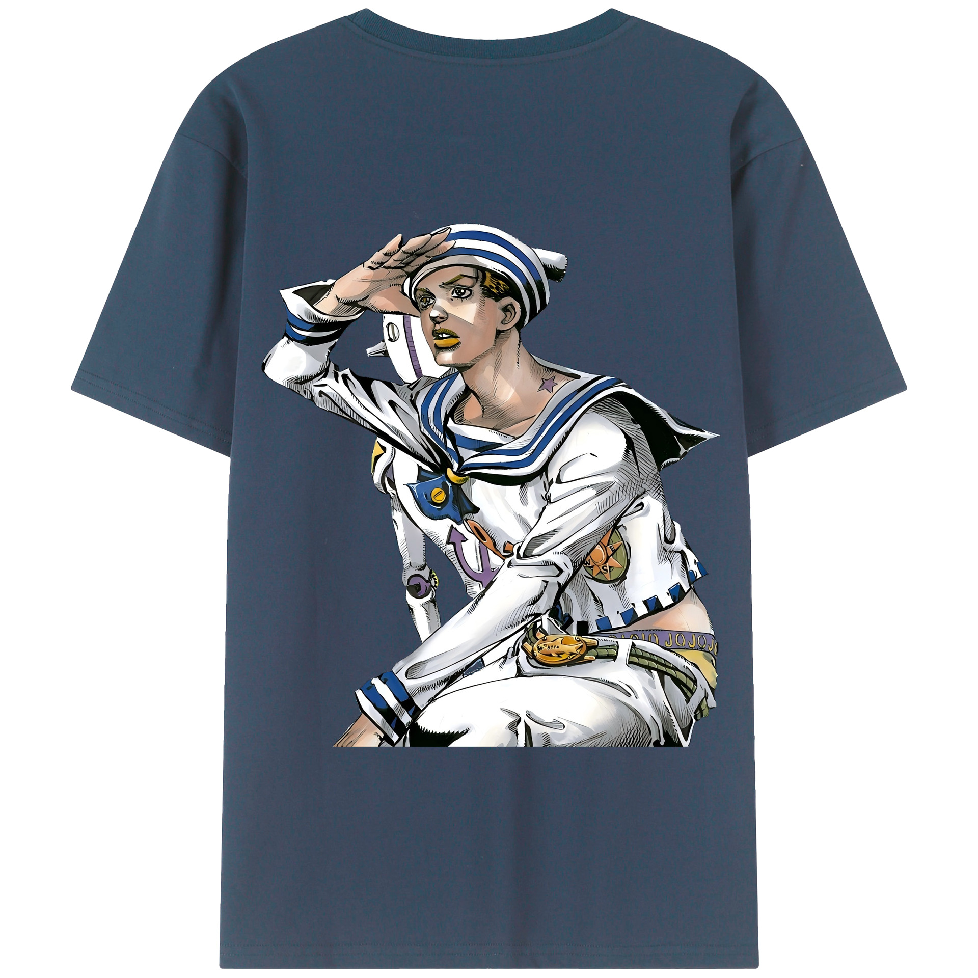 （画像用） ジョジョの奇妙な冒険 東方定助 JoJo's Bizarre Adventure Higashikata Josuke 綿100％半袖Tシャツ（背面プリント）