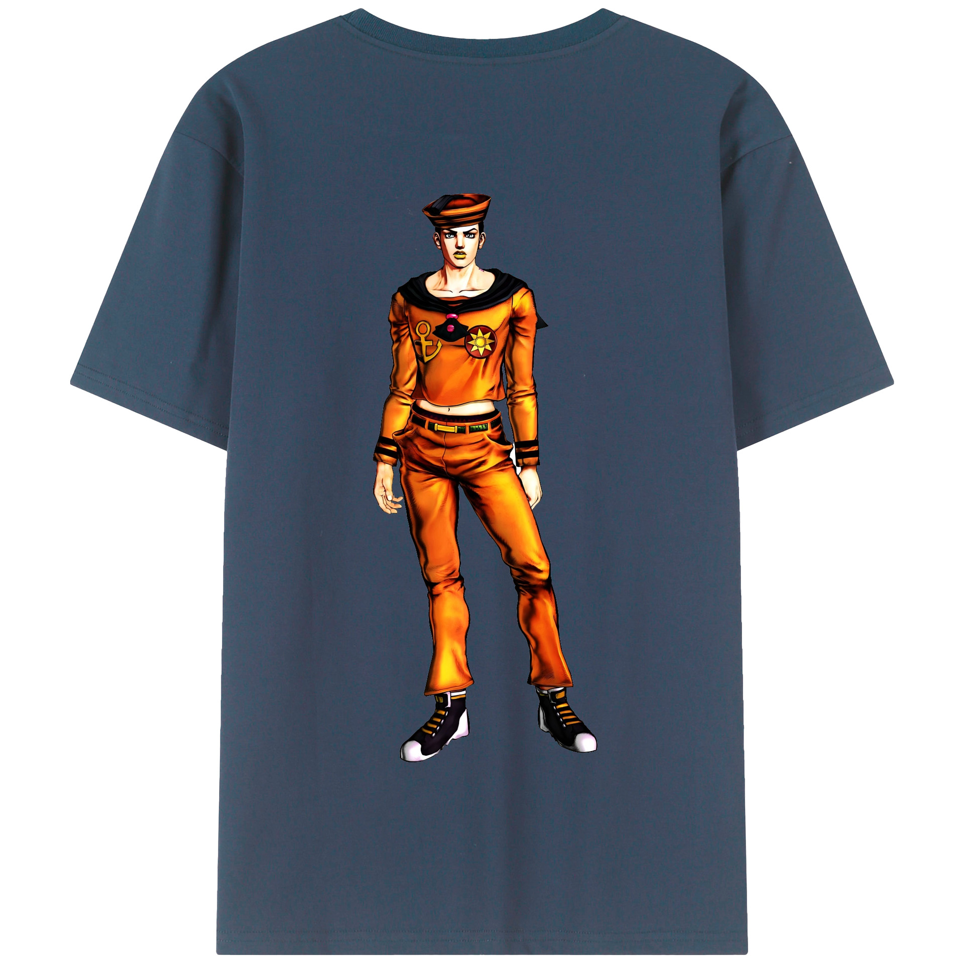 （画像用） ジョジョの奇妙な冒険 東方定助 JoJo's Bizarre Adventure Higashikata Josuke 綿100％半袖Tシャツ（背面プリント）