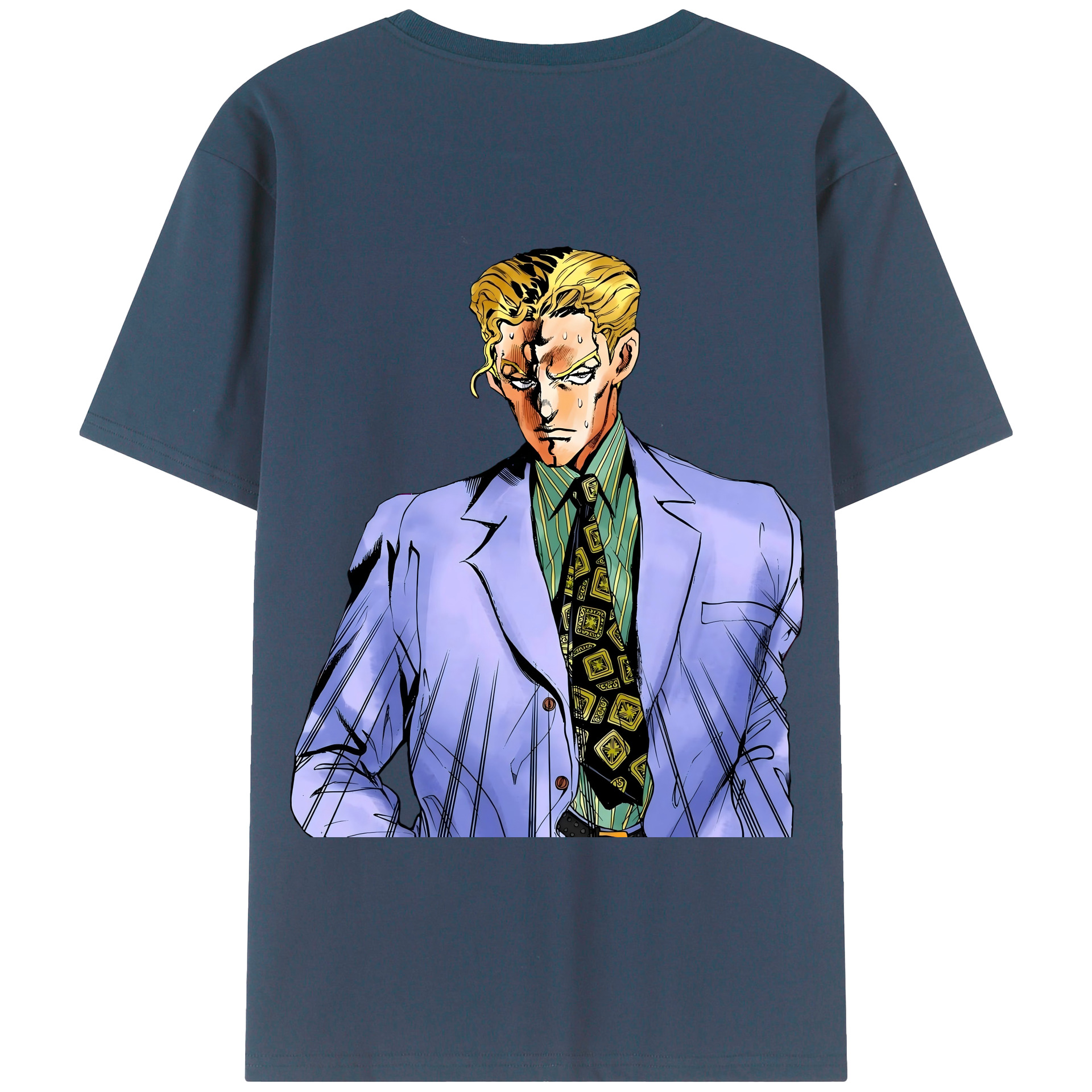 （画像用） ジョジョの奇妙な冒険 きら よしかげ JoJo's Bizarre Adventure Kira Yoshikage 綿100％半袖Tシャツ（背面プリント）