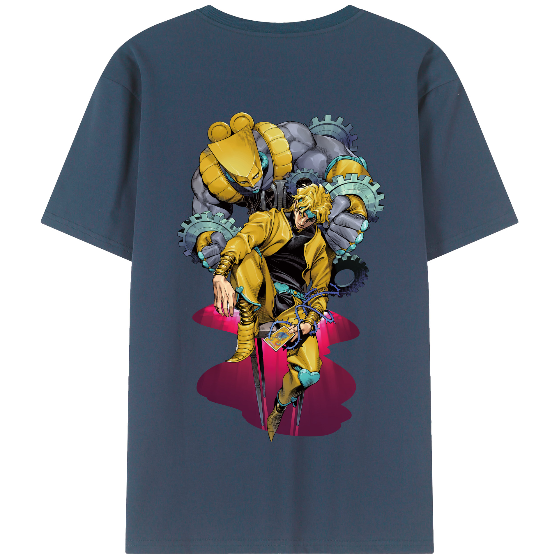 （画像用） ジョジョの奇妙な冒険 ディオ?ブランドー JoJo's Bizarre Adventure Dio Brando 綿100％半袖Tシャツ（背面プリント）