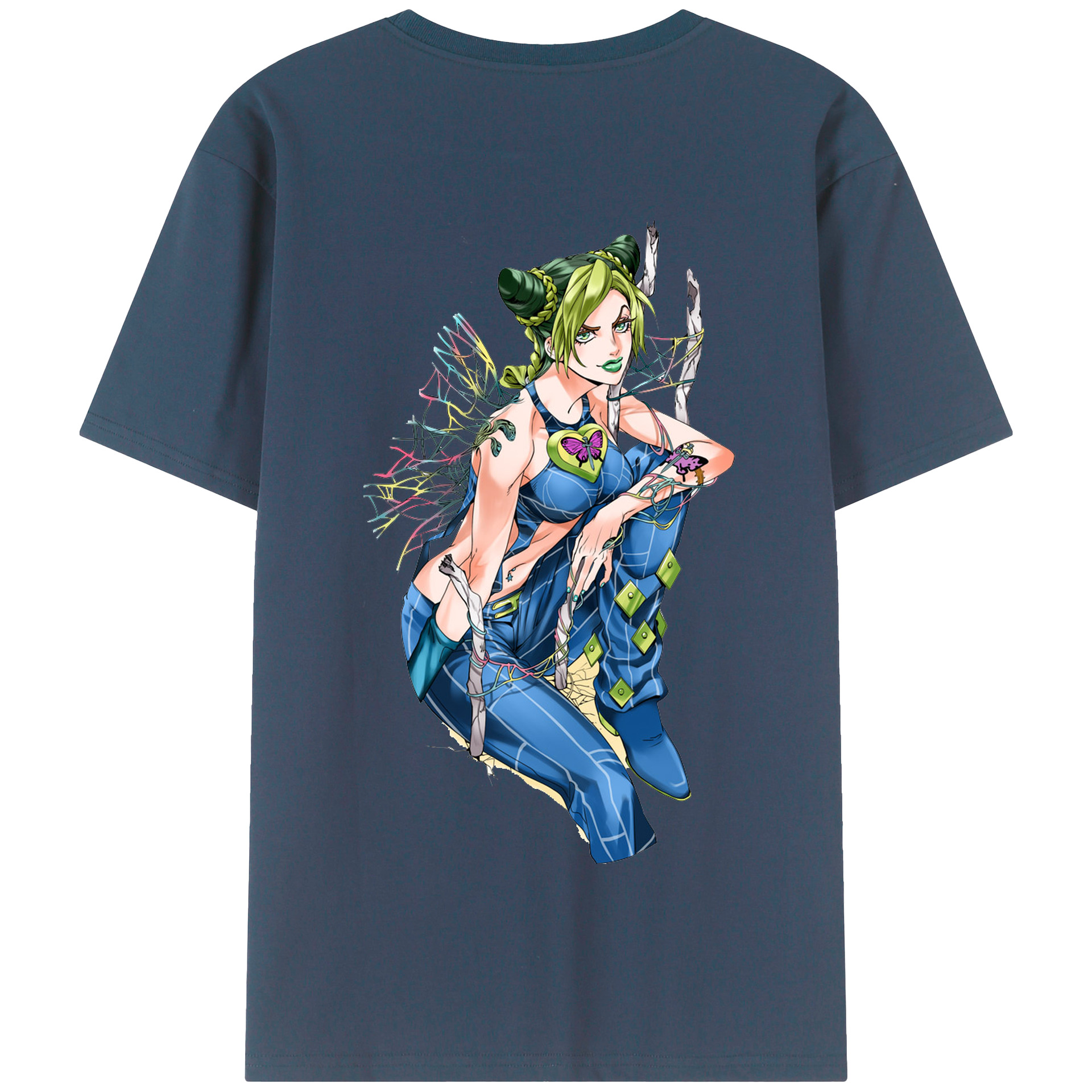 （画像用） "ジョジョの奇妙な冒険 くうじょう ジョリーン JoJo's Bizarre Adventure Jolyne Cujoh " 綿100％半袖Tシャツ（背面プリント）