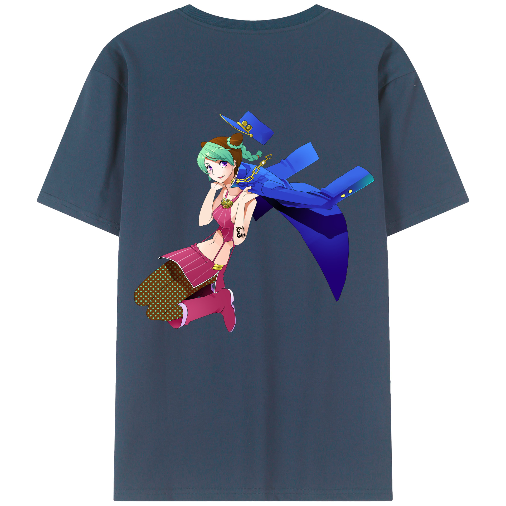 （画像用） "ジョジョの奇妙な冒険 くうじょう ジョリーン JoJo's Bizarre Adventure Jolyne Cujoh " 綿100％半袖Tシャツ（背面プリント）