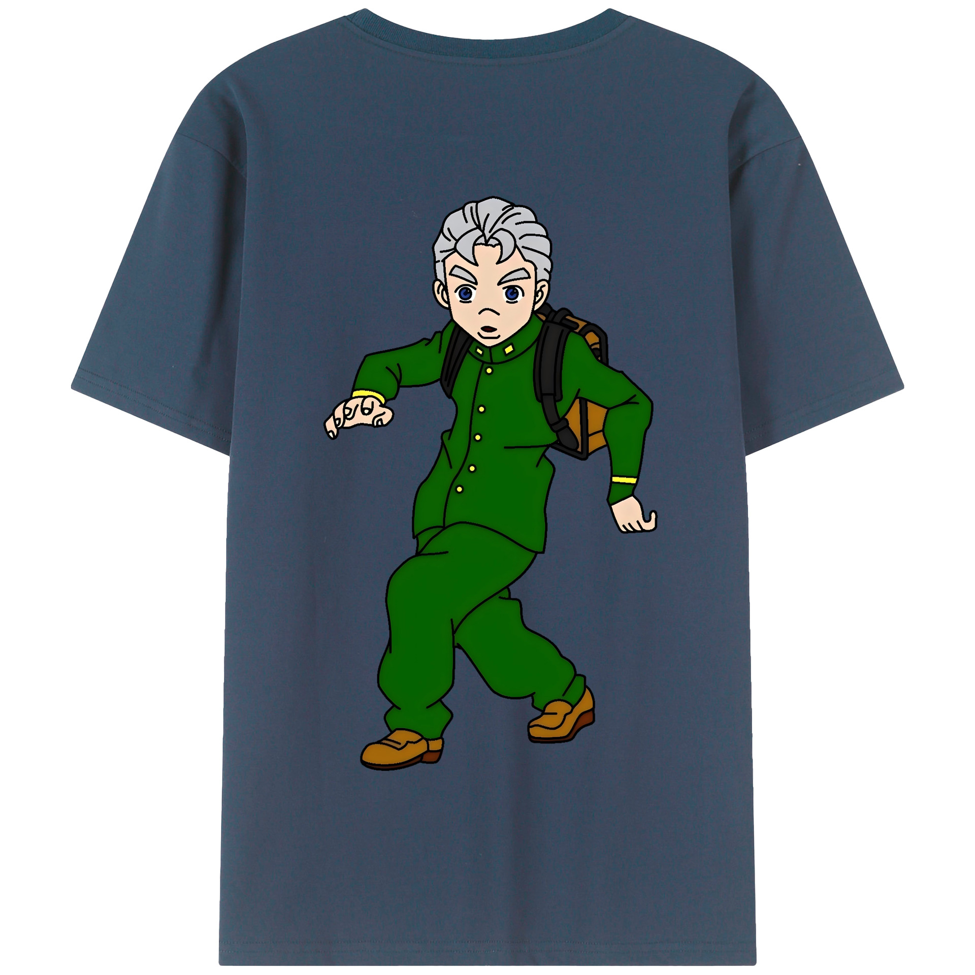 （画像用） ジョジョの奇妙な冒険 広瀨康一 JoJo's Bizarre Adventure Hirose Koichi 綿100％半袖Tシャツ（背面プリント）