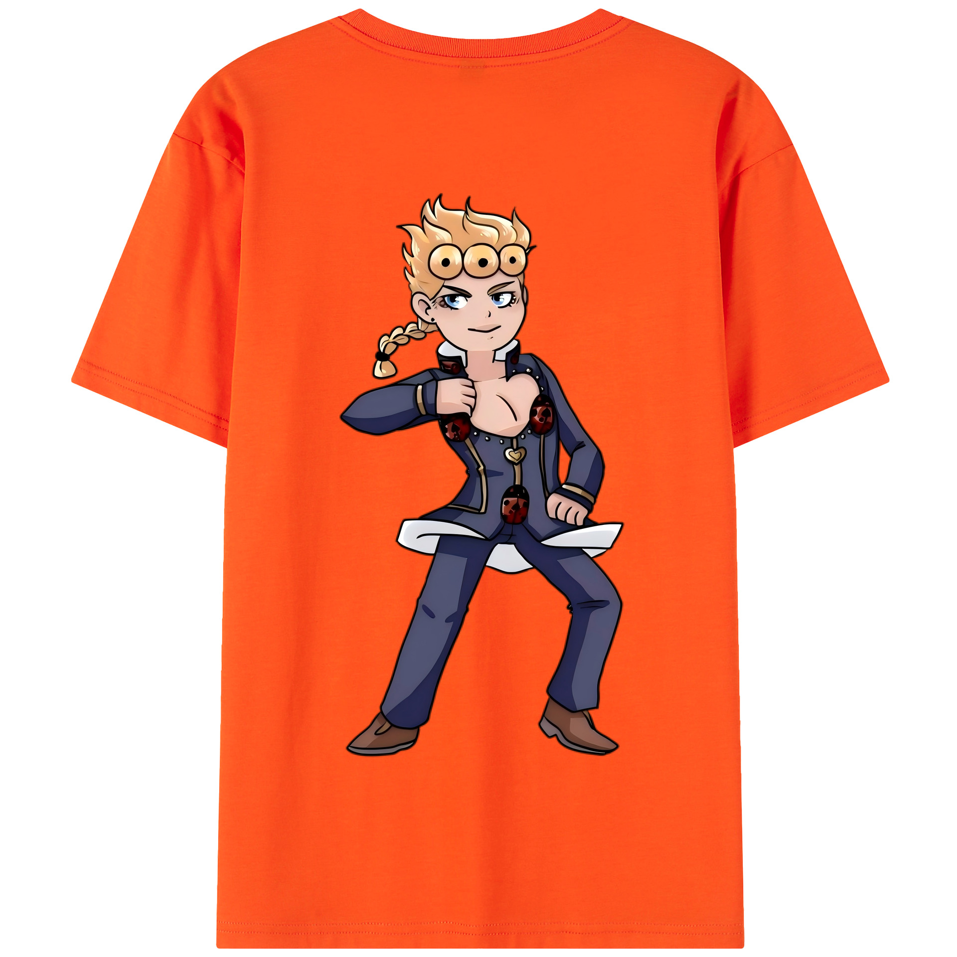 （画像用） ジョジョの奇妙な冒険 ジョルノ?ジョバァーナ JoJo's Bizarre Adventure Giorno Giovanna 綿100％半袖Tシャツ（背面プリント）