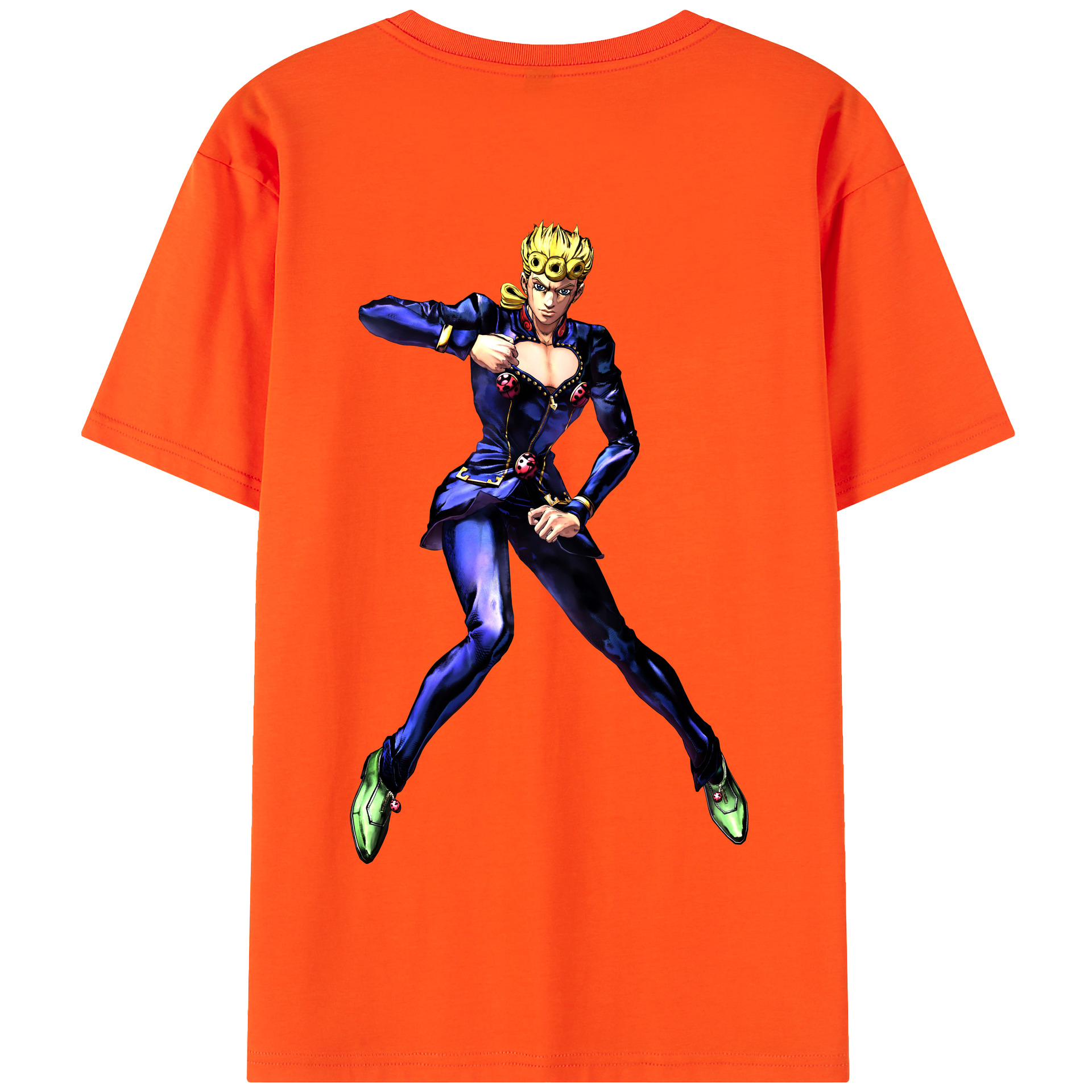 （画像用） ジョジョの奇妙な冒険 ジョルノ?ジョバァーナ JoJo's Bizarre Adventure Giorno Giovanna 綿100％半袖Tシャツ（背面プリント）