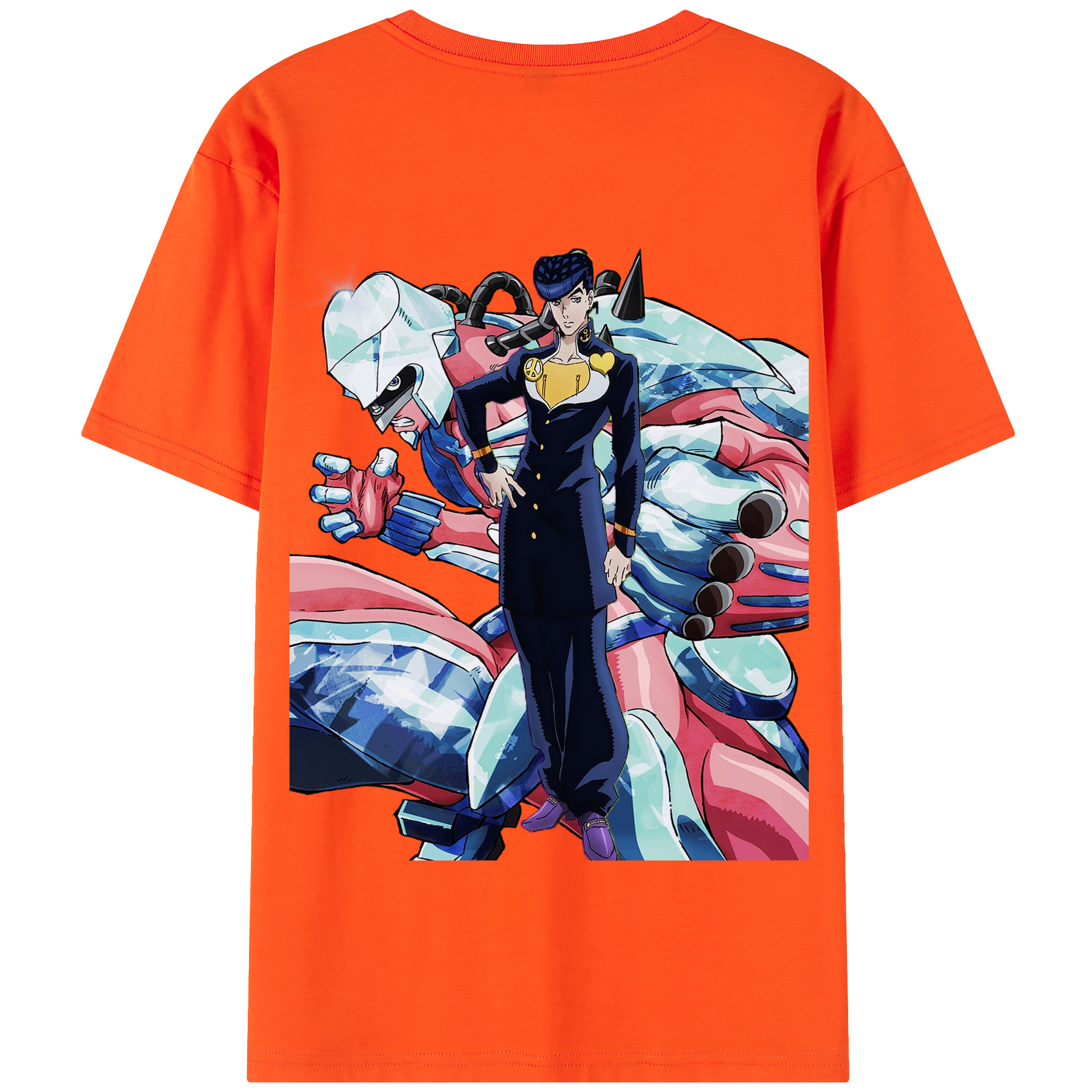 （画像用） ジョジョの奇妙な冒険 ひがしかた じょうすけ JoJo's Bizarre Adventure Higashikata Josuke 綿100％半袖Tシャツ（背面プリント）