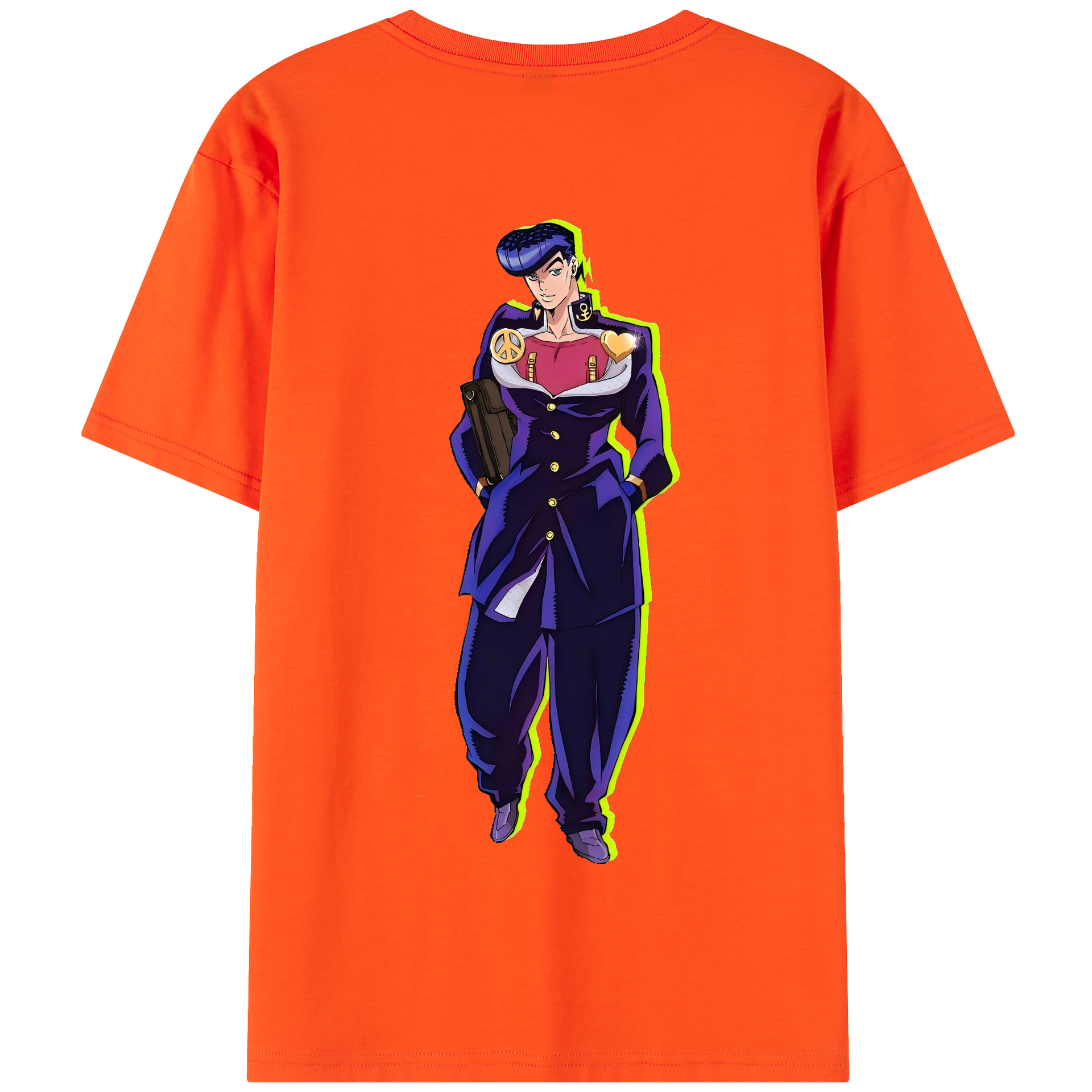 （画像用） ジョジョの奇妙な冒険 ひがしかた じょうすけ JoJo's Bizarre Adventure Higashikata Josuke 綿100％半袖Tシャツ（背面プリント）
