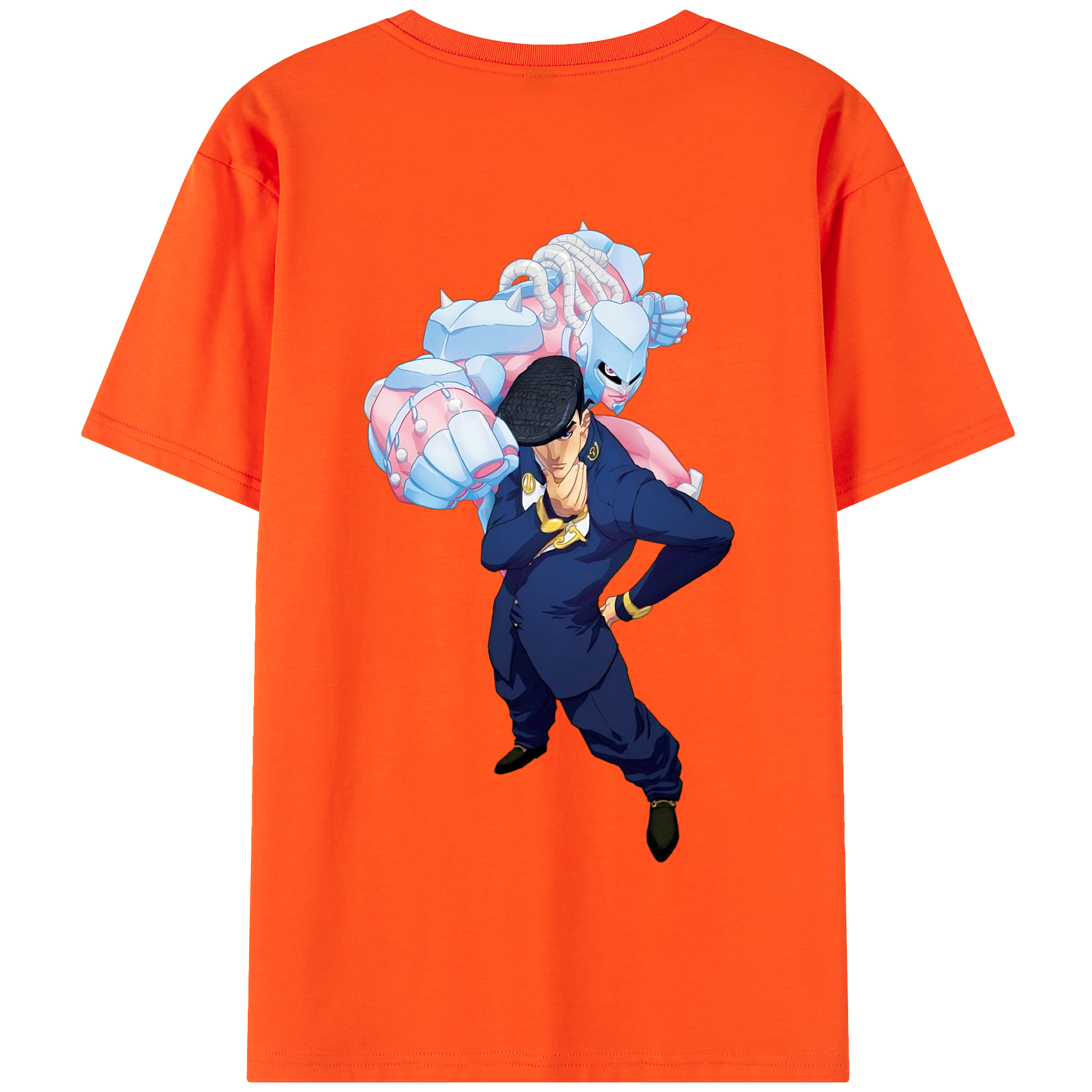 （画像用） ジョジョの奇妙な冒険 ひがしかた じょうすけ JoJo's Bizarre Adventure Higashikata Josuke 綿100％半袖Tシャツ（背面プリント）