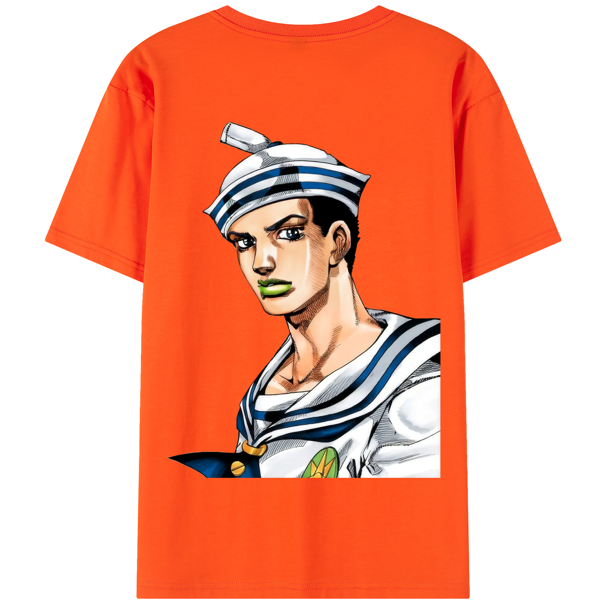 （画像用） ジョジョの奇妙な冒険 東方定助 JoJo's Bizarre Adventure Higashikata Josuke 綿100％半袖Tシャツ（背面プリント）