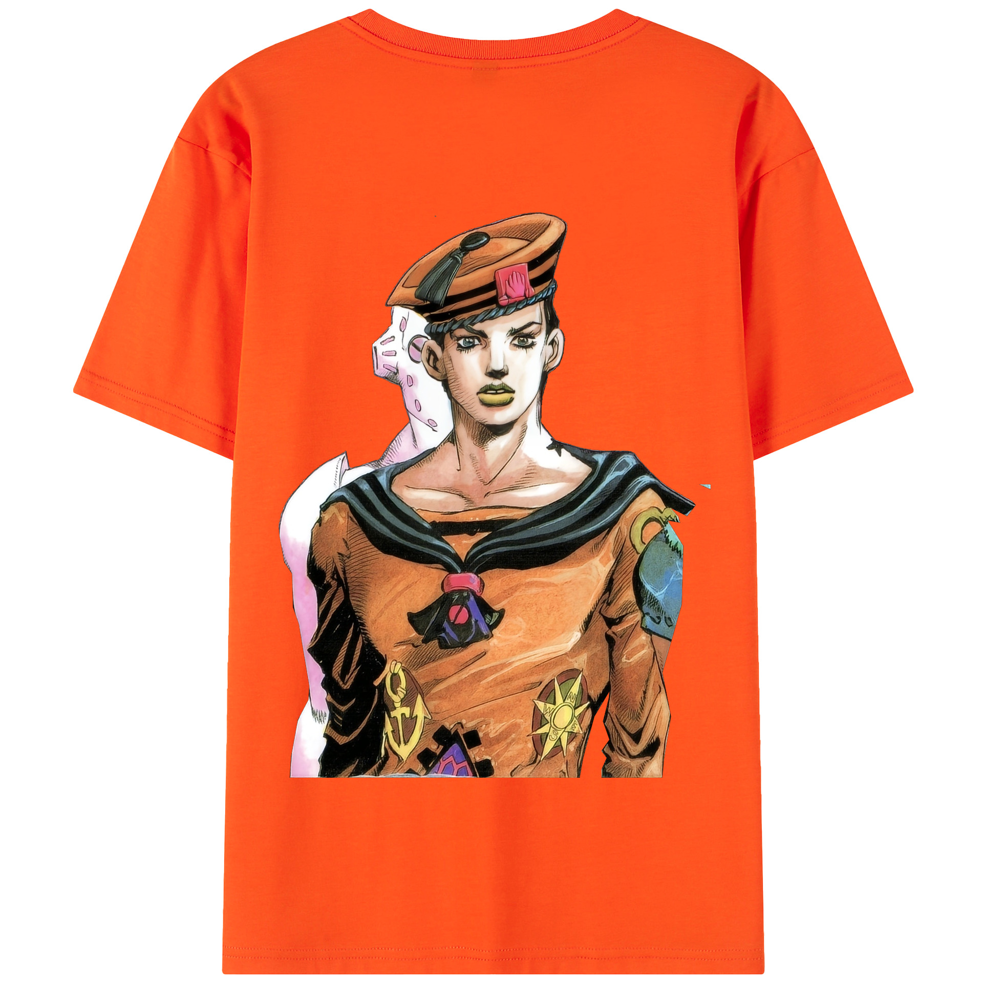 （画像用） ジョジョの奇妙な冒険 東方定助 JoJo's Bizarre Adventure Higashikata Josuke 綿100％半袖Tシャツ（背面プリント）