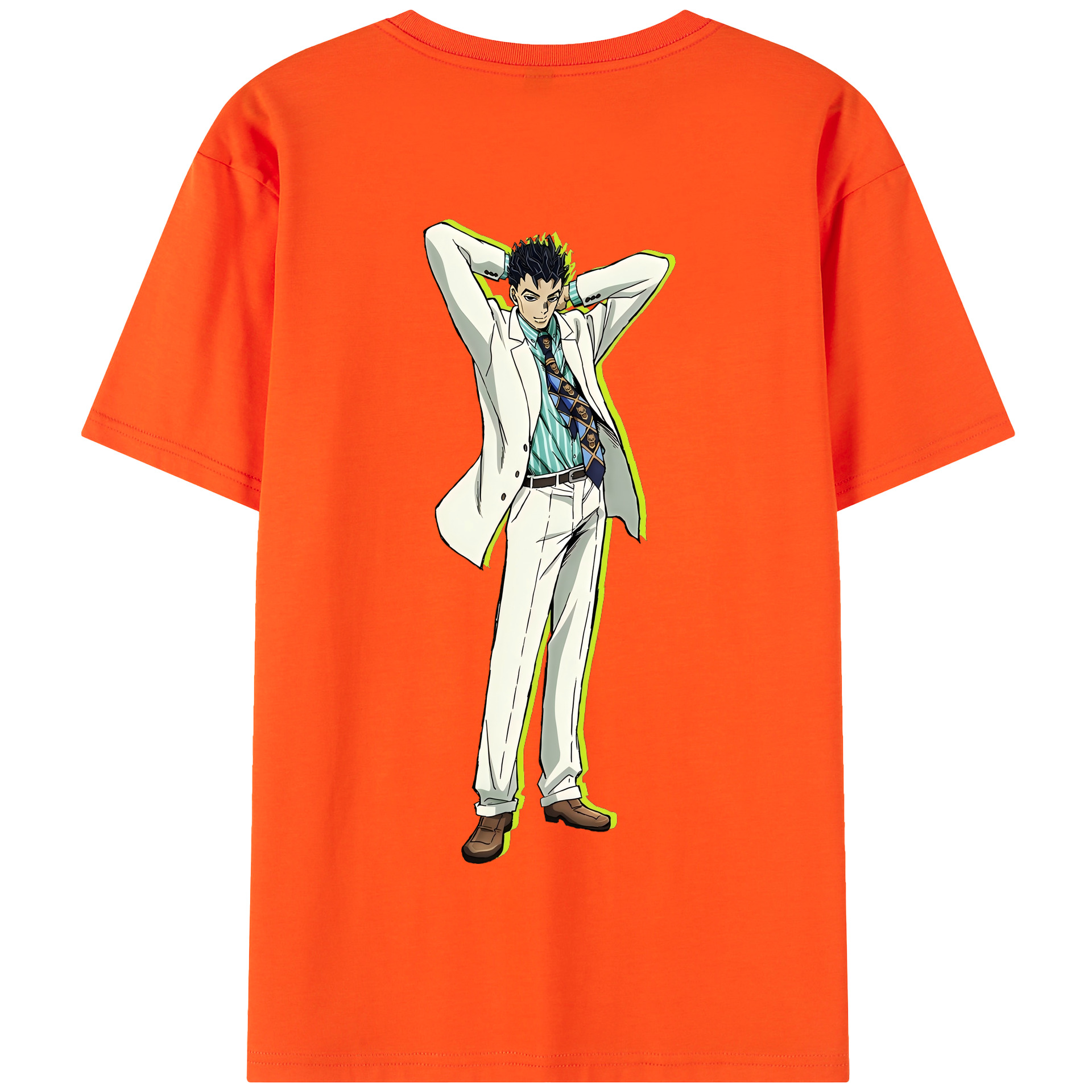 （画像用） ジョジョの奇妙な冒険 きら よしかげ JoJo's Bizarre Adventure Kira Yoshikage 綿100％半袖Tシャツ（背面プリント）