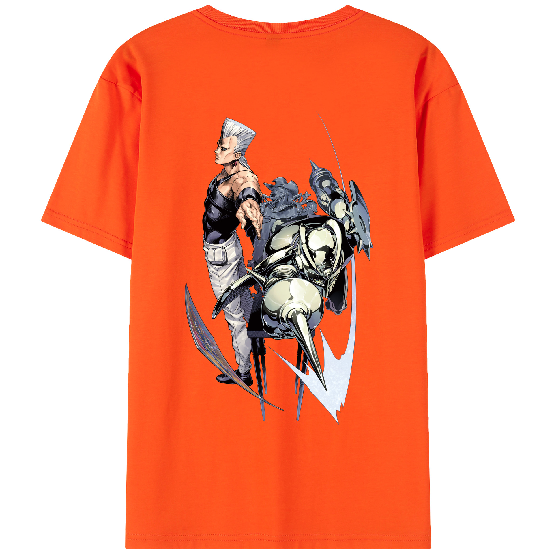 （画像用） ジョジョの奇妙な冒険 ジャン＝ピエール?ポルナレフ JoJo's Bizarre Adventure Jan Pierre Polnareff 綿100％半袖Tシャツ（背面プリント）