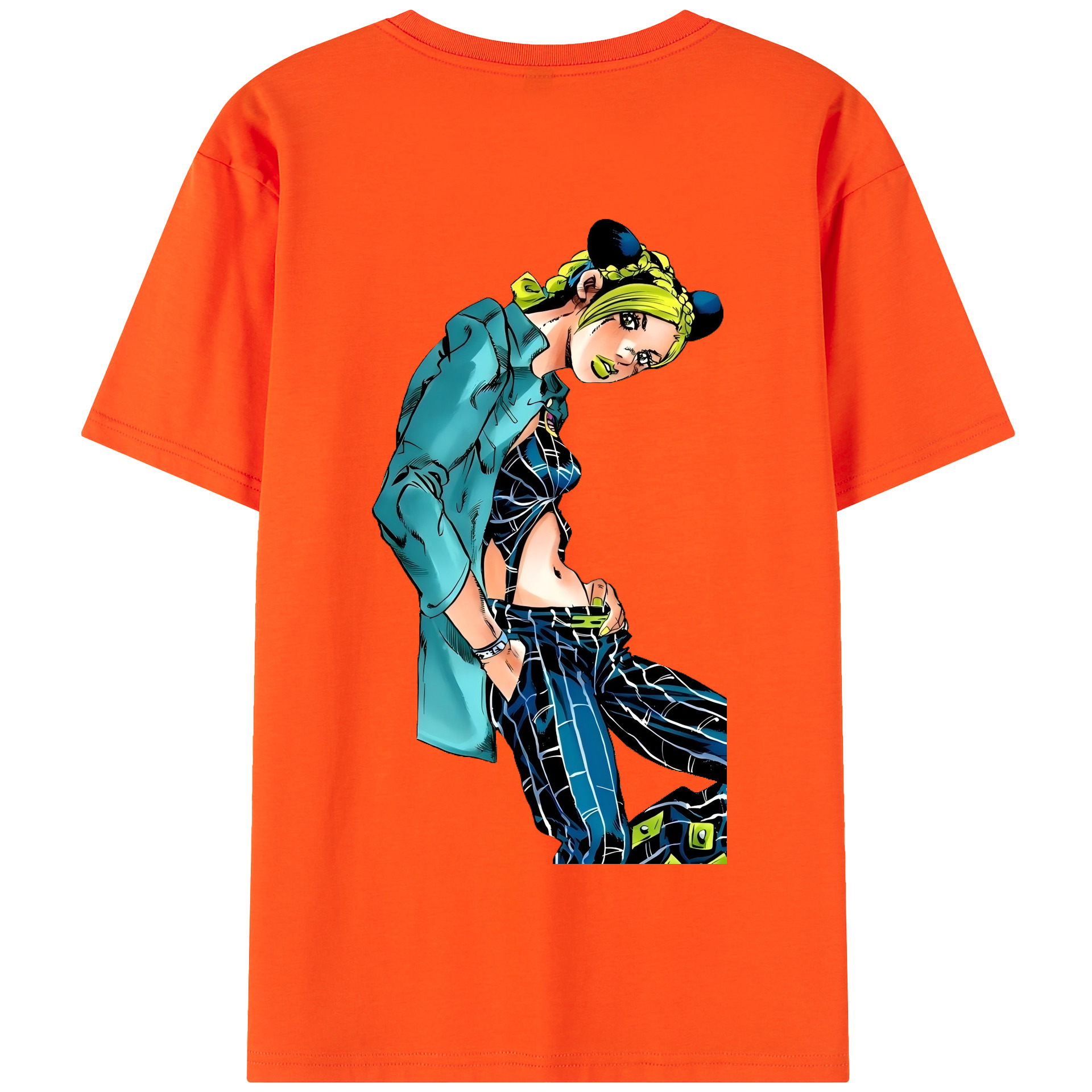 （画像用） "ジョジョの奇妙な冒険 くうじょう ジョリーン JoJo's Bizarre Adventure Jolyne Cujoh " 綿100％半袖Tシャツ（背面プリント）
