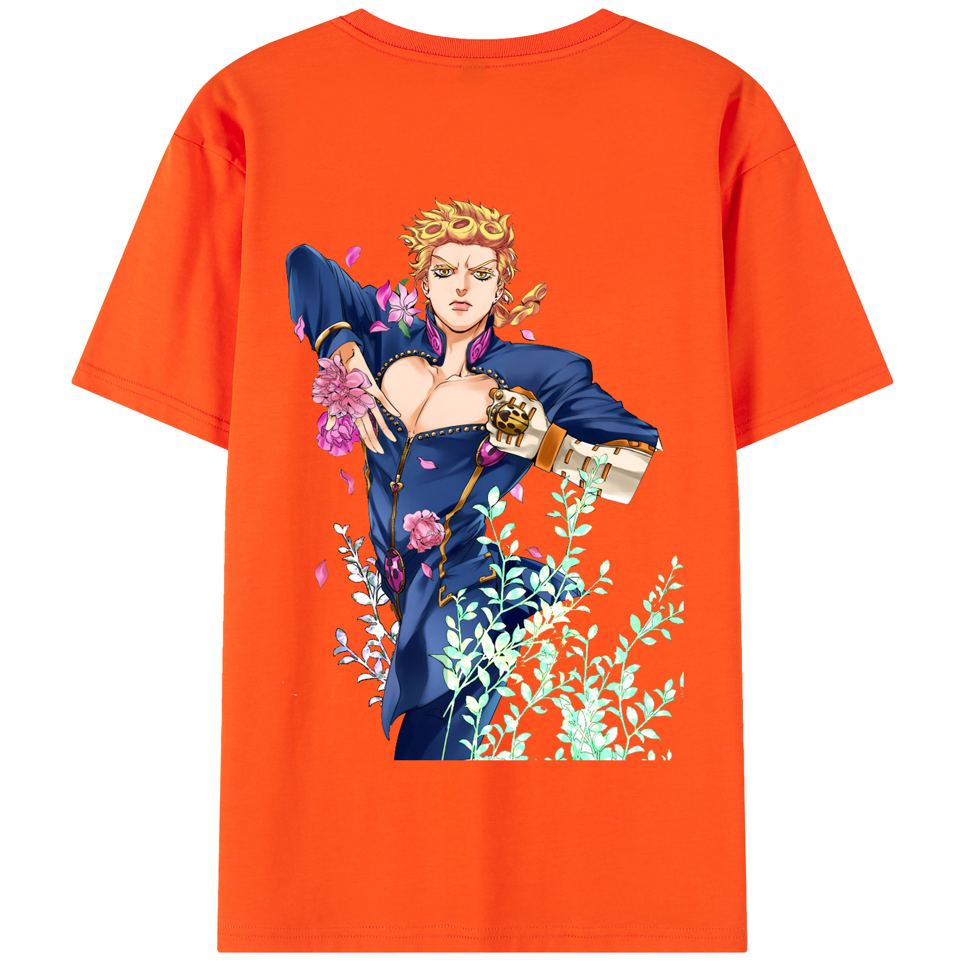 （画像用） ジョジョの奇妙な冒険 ジョルノ?ジョバァーナ JoJo's Bizarre Adventure Giorno Giovanna 綿100％半袖Tシャツ（背面プリント）