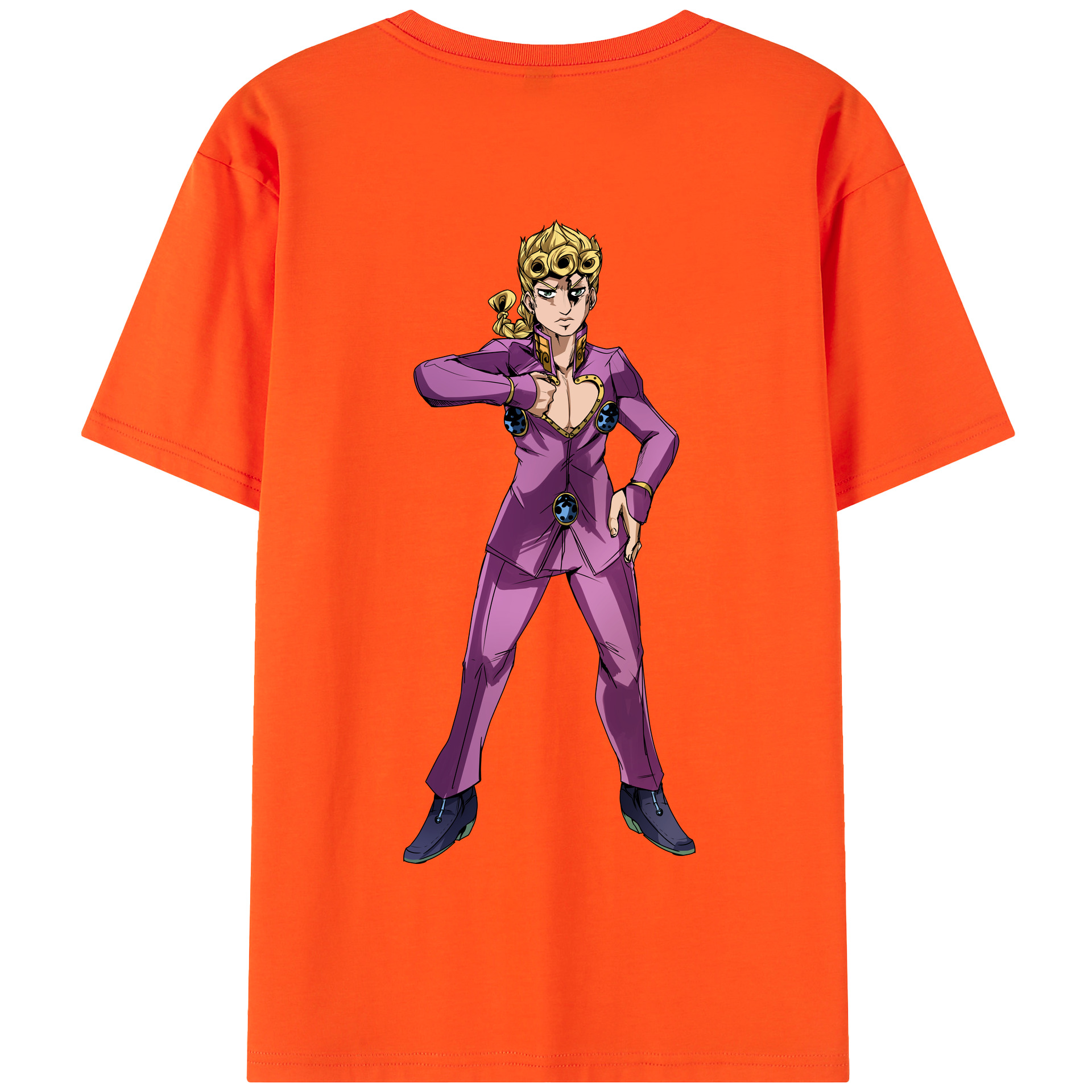 （画像用） ジョジョの奇妙な冒険 ジョルノ?ジョバァーナ JoJo's Bizarre Adventure Giorno Giovanna 綿100％半袖Tシャツ（背面プリント）
