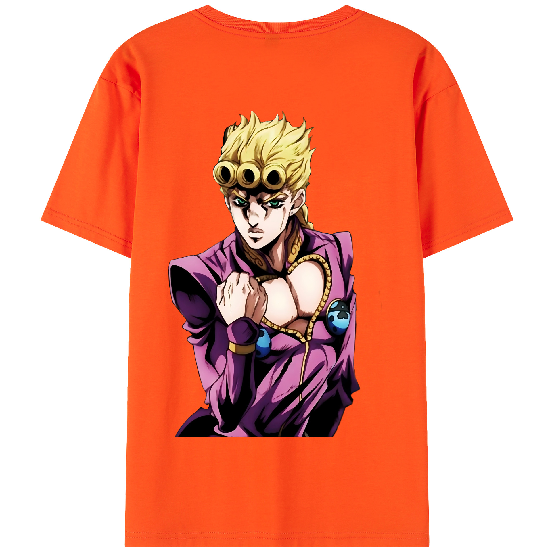 （画像用） ジョジョの奇妙な冒険 ジョルノ?ジョバァーナ JoJo's Bizarre Adventure Giorno Giovanna 綿100％半袖Tシャツ（背面プリント）