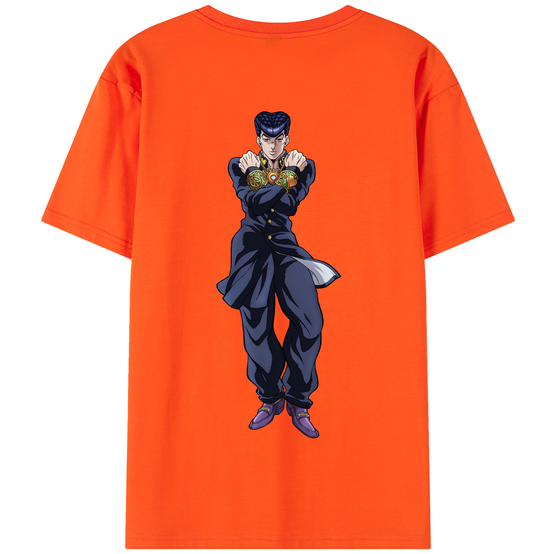 （画像用） ジョジョの奇妙な冒険 ひがしかた じょうすけ JoJo's Bizarre Adventure Higashikata Josuke 綿100％半袖Tシャツ（背面プリント）