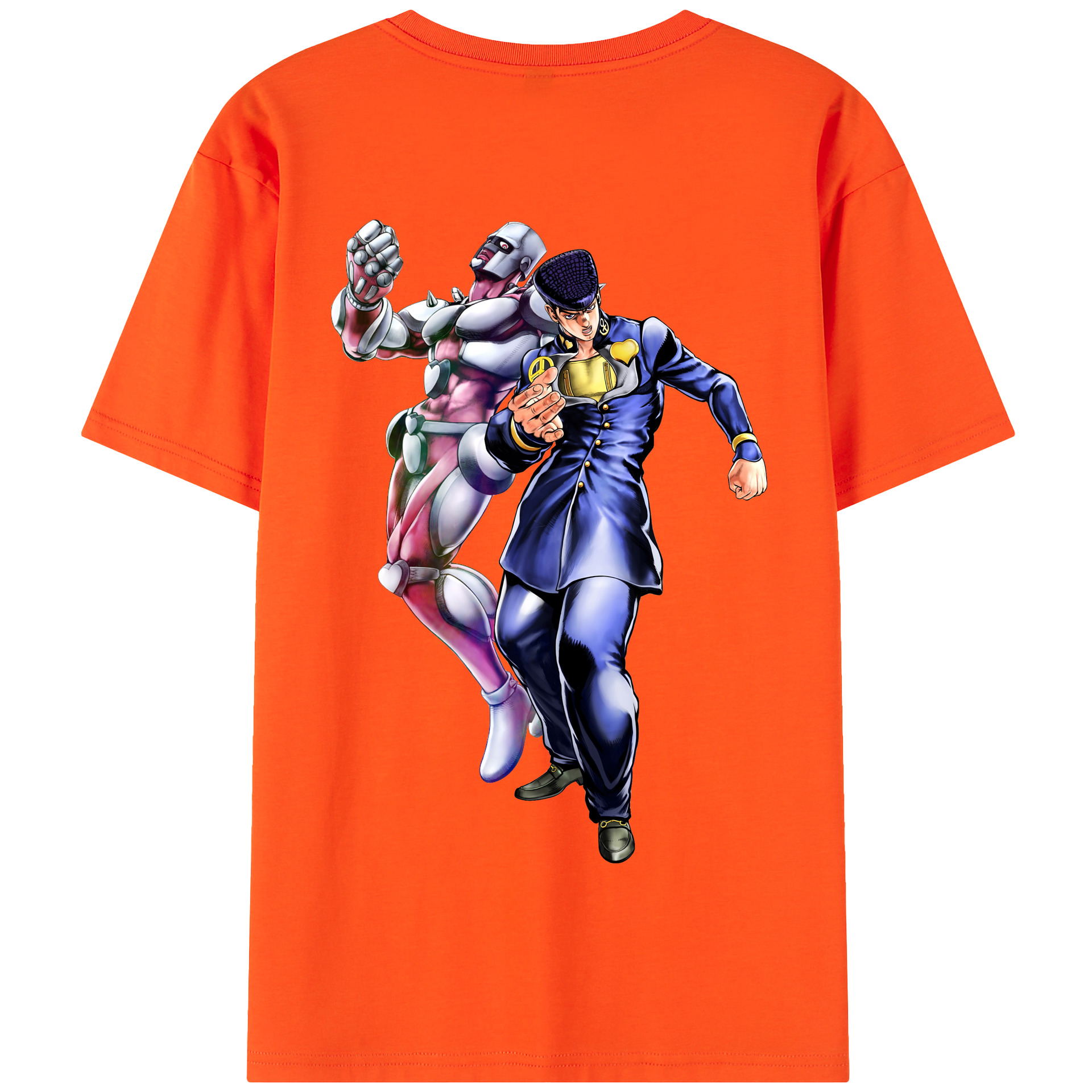 （画像用） ジョジョの奇妙な冒険 ひがしかた じょうすけ JoJo's Bizarre Adventure Higashikata Josuke 綿100％半袖Tシャツ（背面プリント）