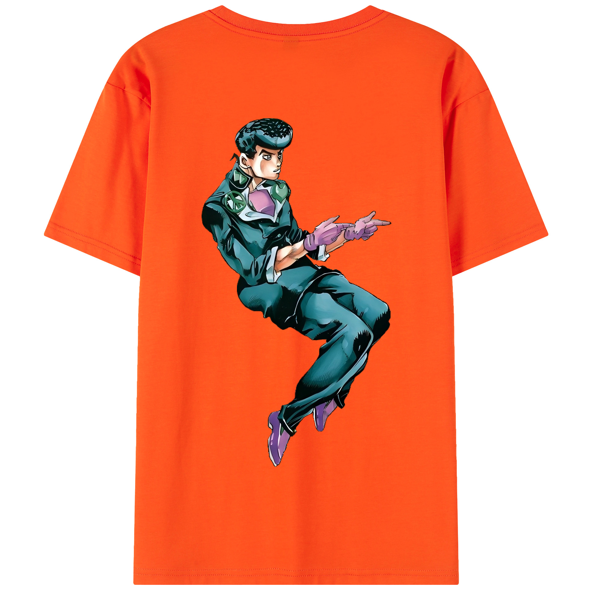 （画像用） ジョジョの奇妙な冒険 ひがしかた じょうすけ JoJo's Bizarre Adventure Higashikata Josuke 綿100％半袖Tシャツ（背面プリント）
