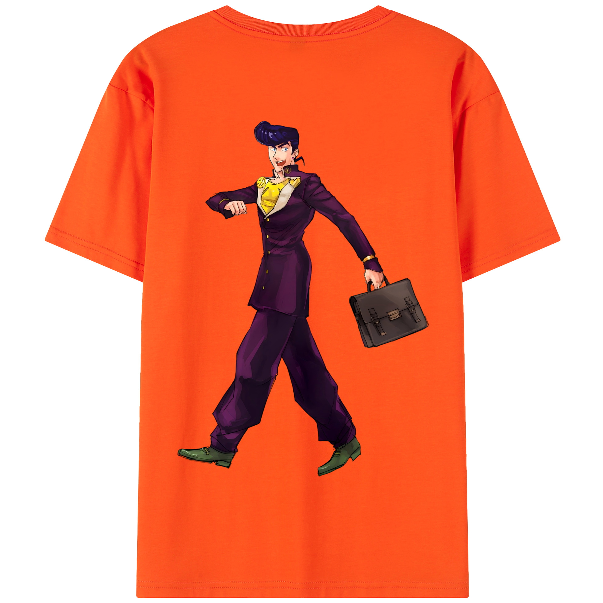 （画像用） ジョジョの奇妙な冒険 ひがしかた じょうすけ JoJo's Bizarre Adventure Higashikata Josuke 綿100％半袖Tシャツ（背面プリント）