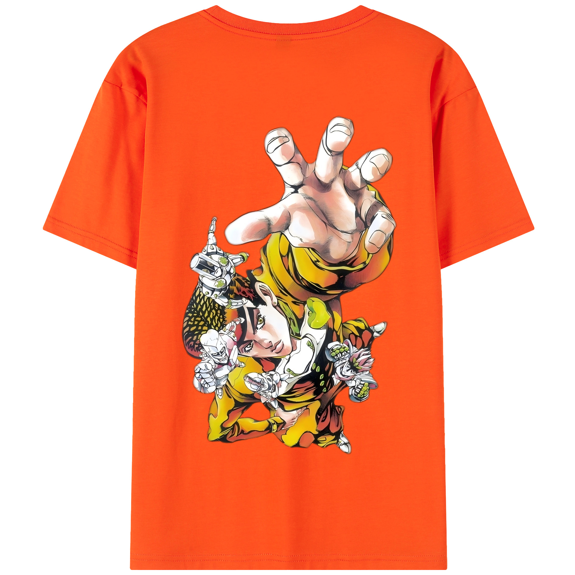 （画像用） ジョジョの奇妙な冒険 ひがしかた じょうすけ JoJo's Bizarre Adventure Higashikata Josuke 綿100％半袖Tシャツ（背面プリント）