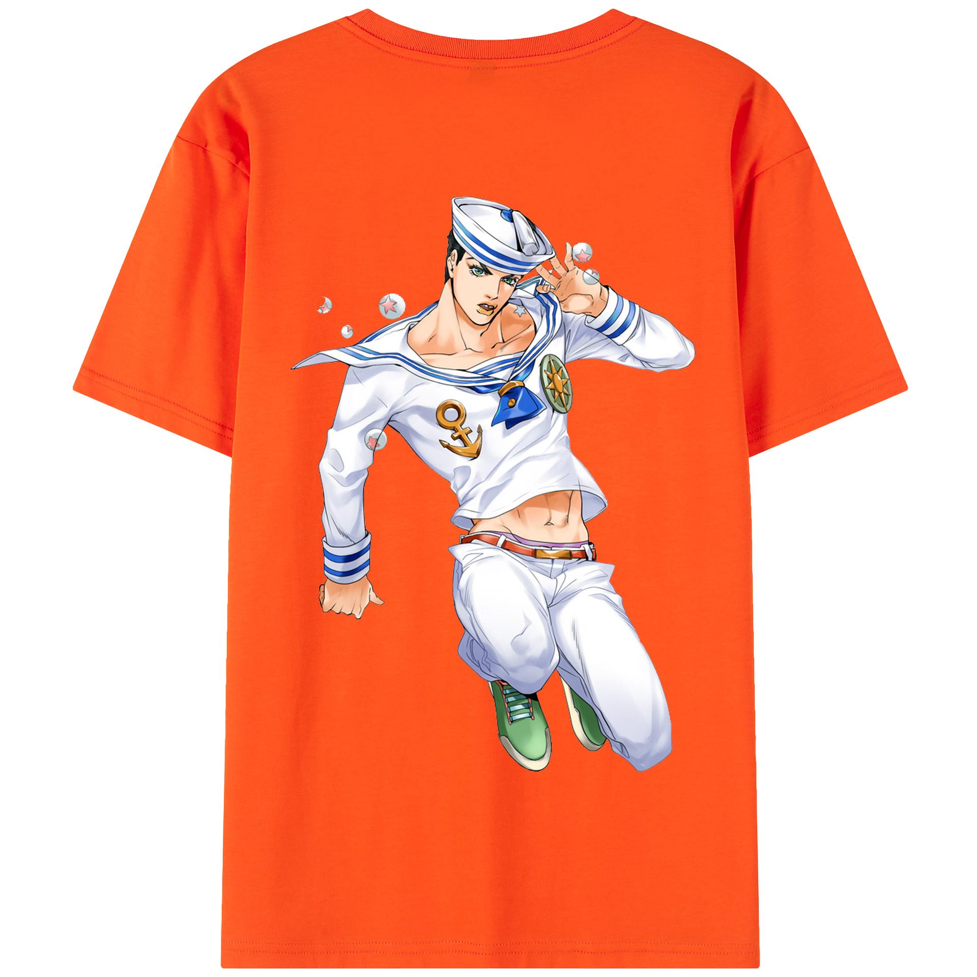 （画像用） ジョジョの奇妙な冒険 東方定助 JoJo's Bizarre Adventure Higashikata Josuke 綿100％半袖Tシャツ（背面プリント）