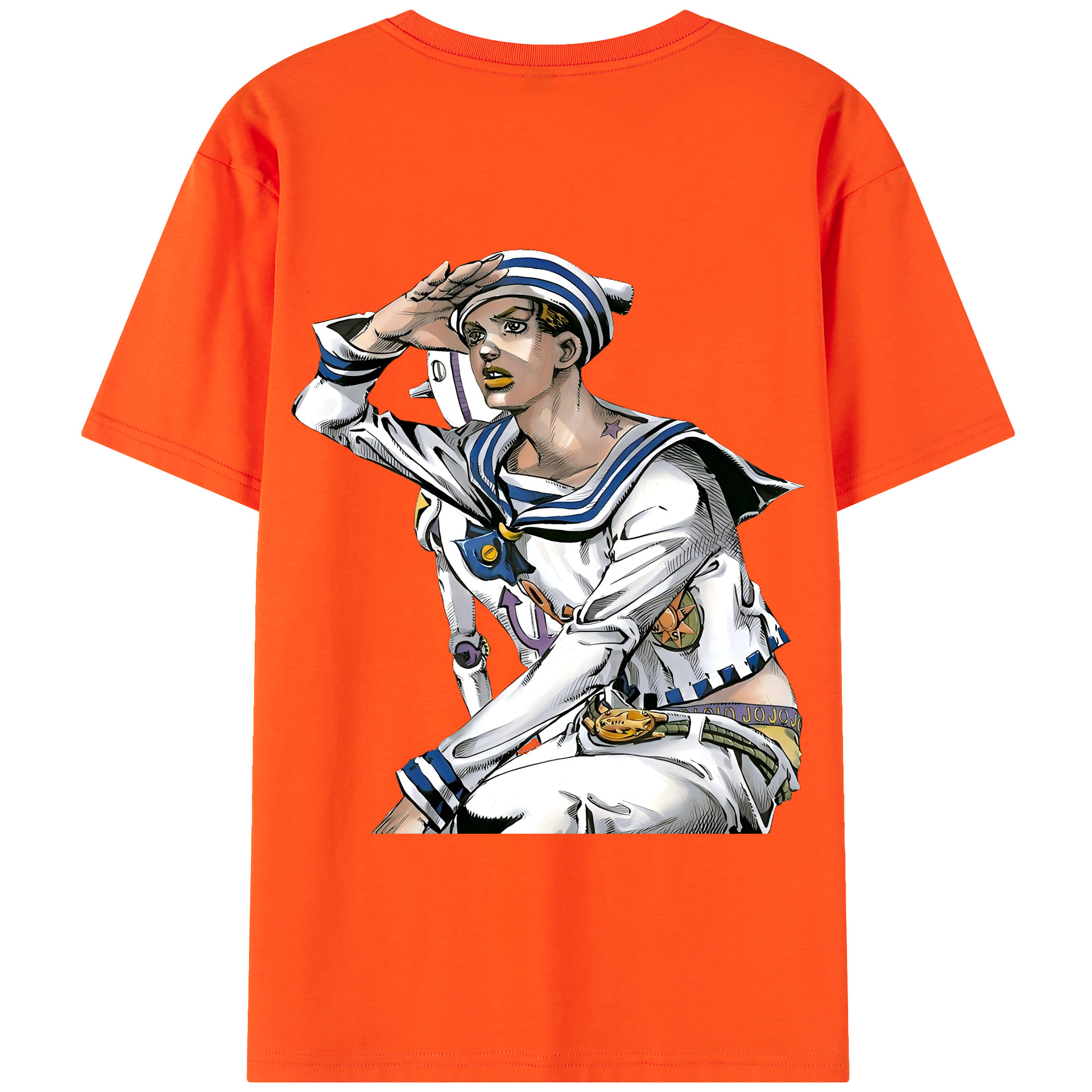 （画像用） ジョジョの奇妙な冒険 東方定助 JoJo's Bizarre Adventure Higashikata Josuke 綿100％半袖Tシャツ（背面プリント）