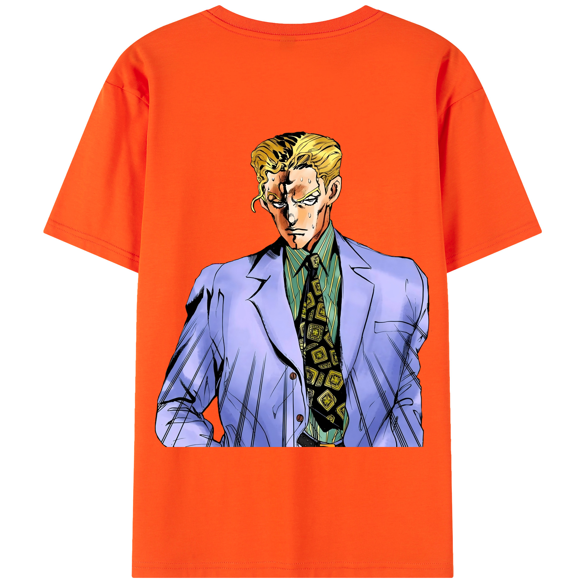 （画像用） ジョジョの奇妙な冒険 きら よしかげ JoJo's Bizarre Adventure Kira Yoshikage 綿100％半袖Tシャツ（背面プリント）