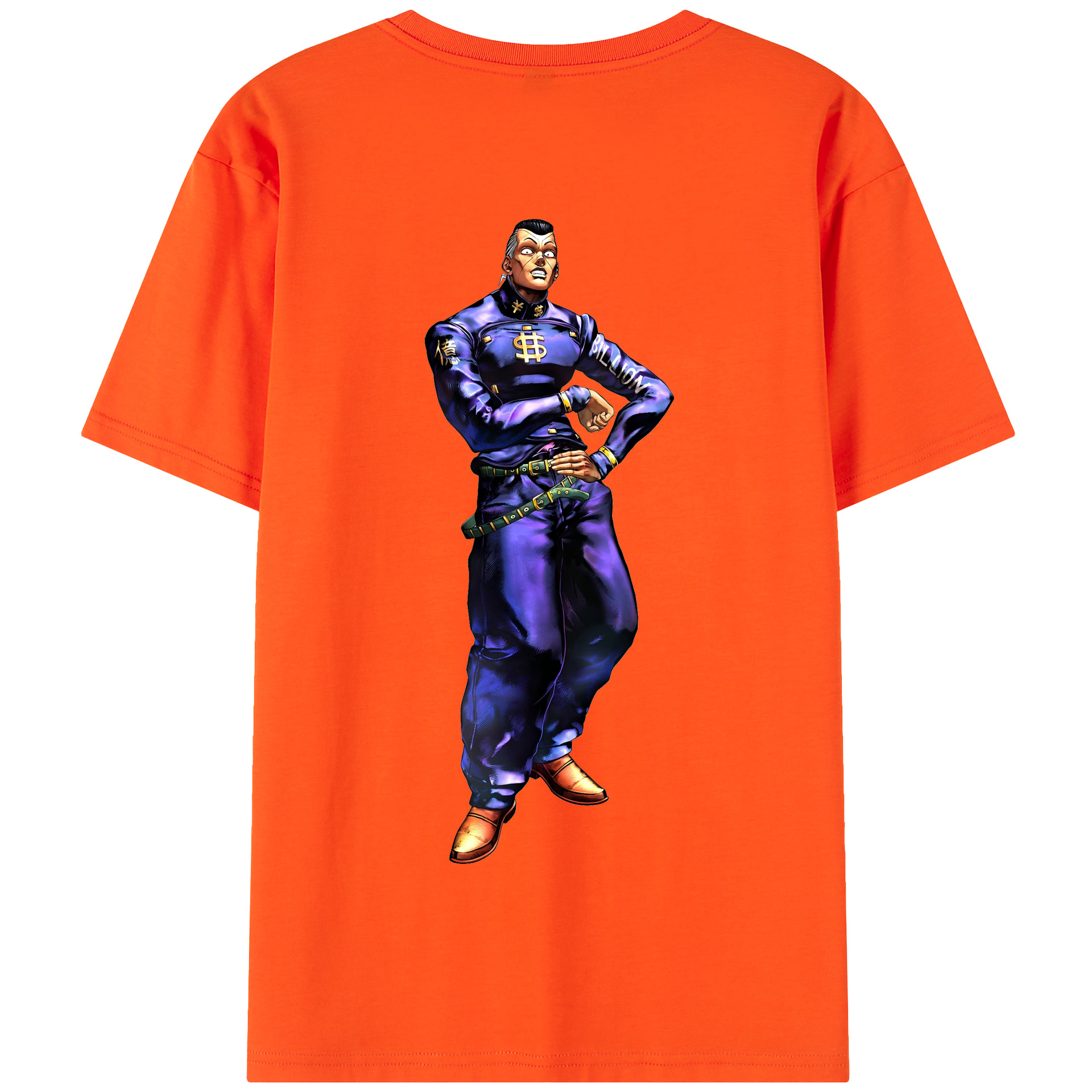（画像用） ジョジョの奇妙な冒険 虹村億泰 にじむら おくやす JoJo's Bizarre Adventure Nijimura Okuyasu 綿100％半袖Tシャツ（背面プリント）