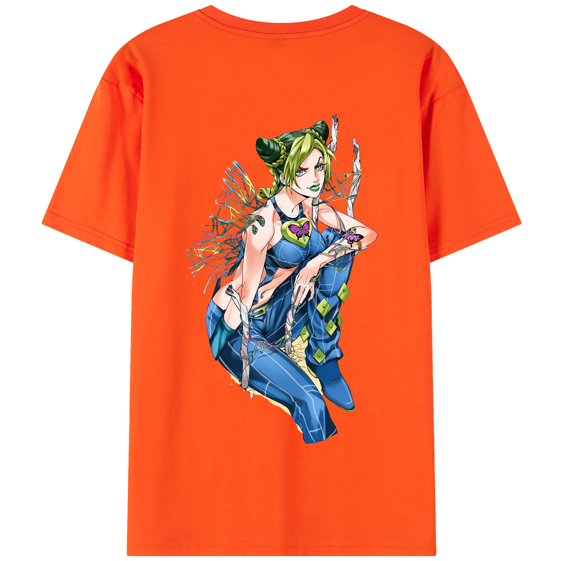 （画像用） "ジョジョの奇妙な冒険 くうじょう ジョリーン JoJo's Bizarre Adventure Jolyne Cujoh " 綿100％半袖Tシャツ（背面プリント）