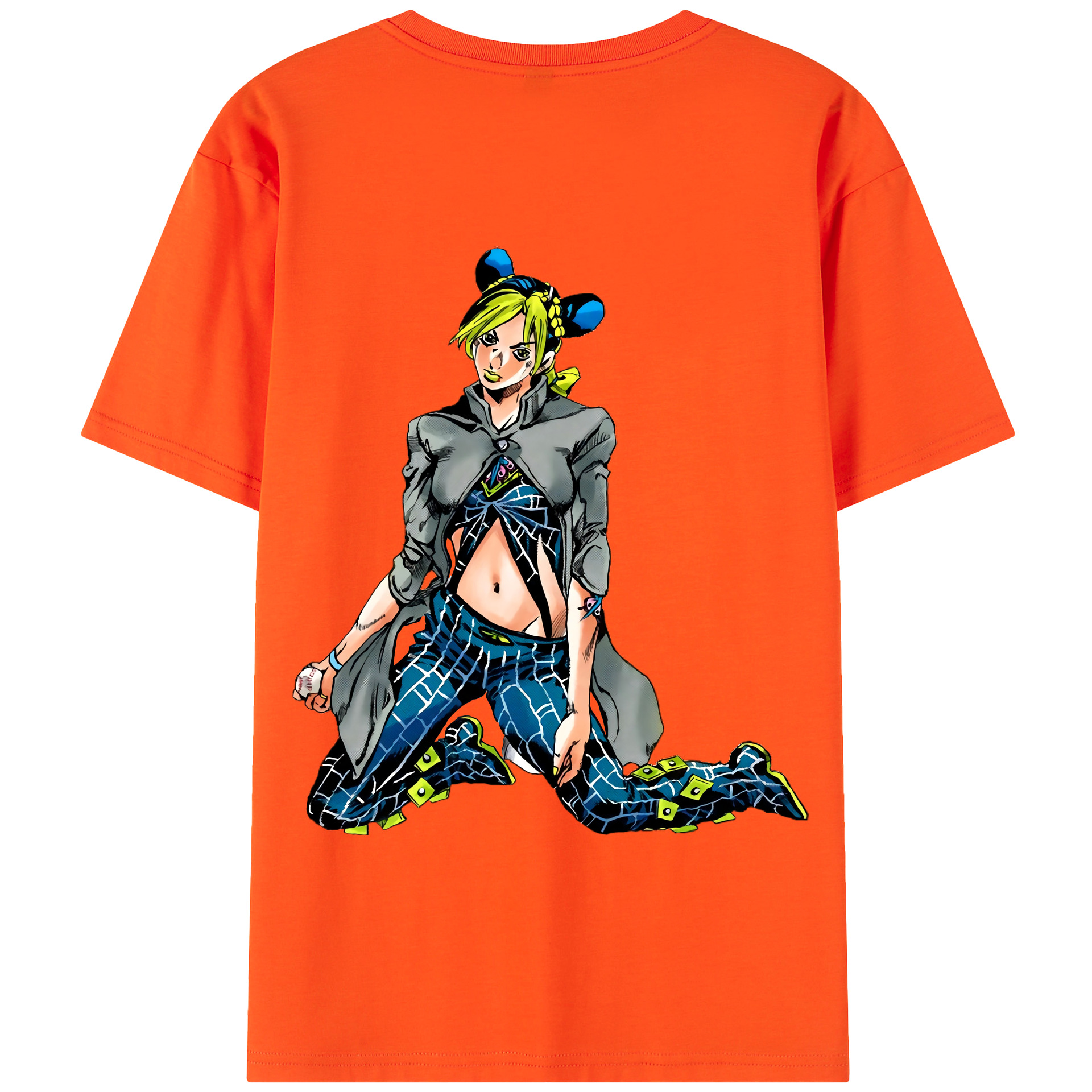（画像用） "ジョジョの奇妙な冒険 くうじょう ジョリーン JoJo's Bizarre Adventure Jolyne Cujoh " 綿100％半袖Tシャツ（背面プリント）