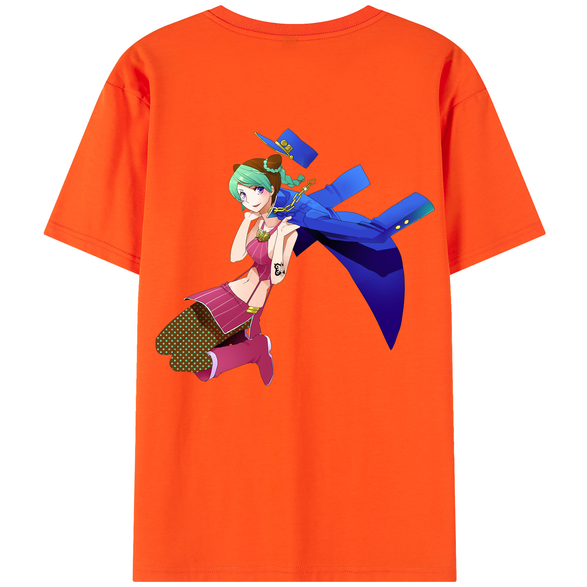 （画像用） "ジョジョの奇妙な冒険 くうじょう ジョリーン JoJo's Bizarre Adventure Jolyne Cujoh " 綿100％半袖Tシャツ（背面プリント）
